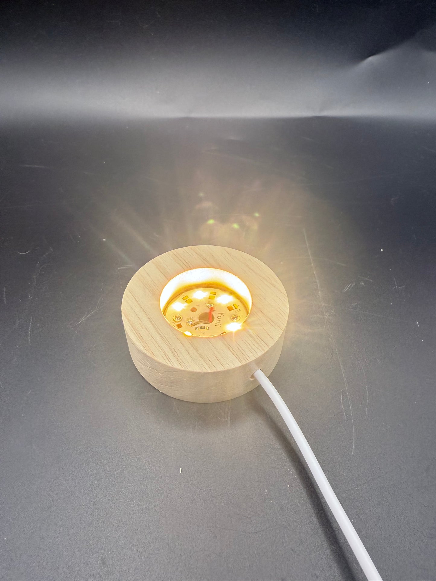 Round Wooden LED Light Base