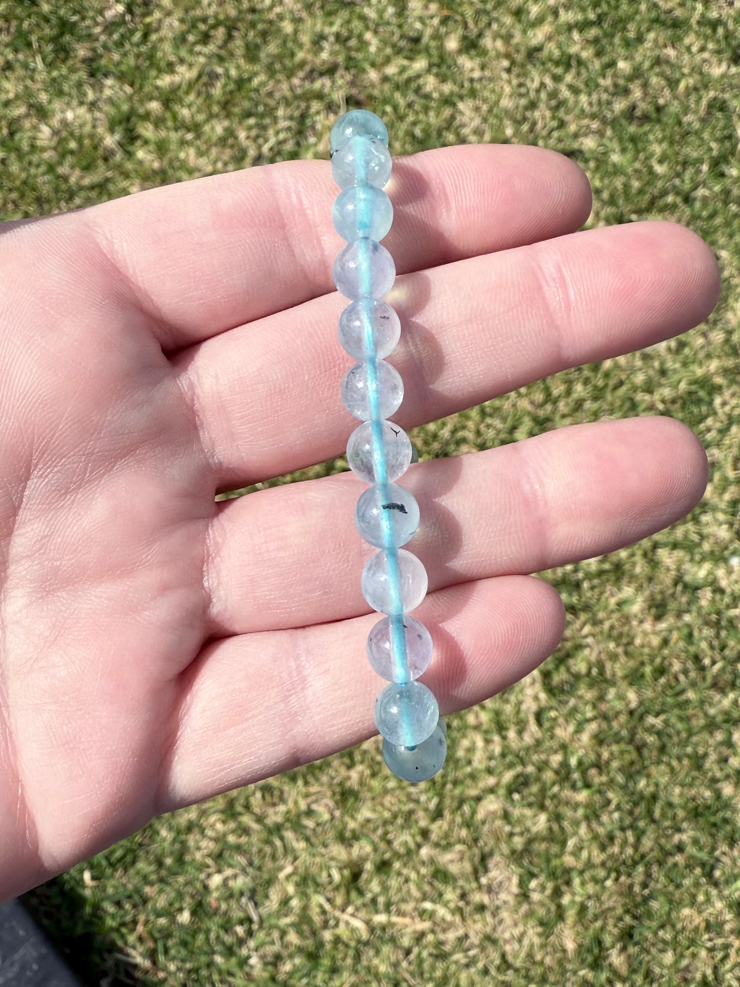 High Quality Aquamarine with Tourmaline Inclusions Bracelet 8mm