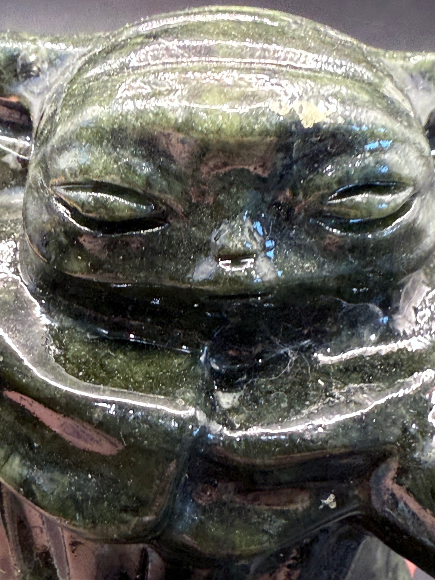 Hand-Carved Serpentine Jade Yoda Figurine 515g 10cm