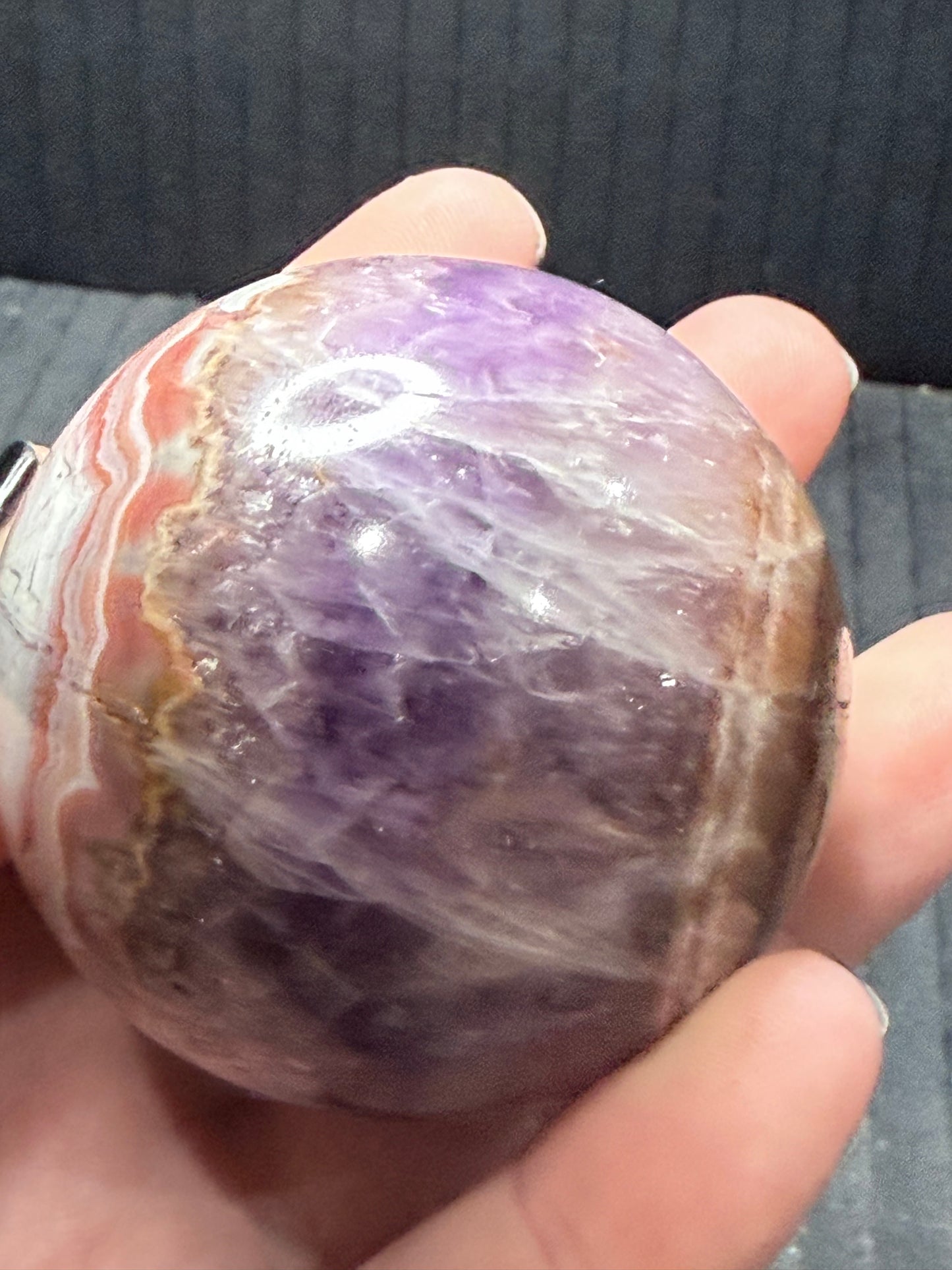 Amethyst with Crazy Lace Agate Sphere 5.3cm