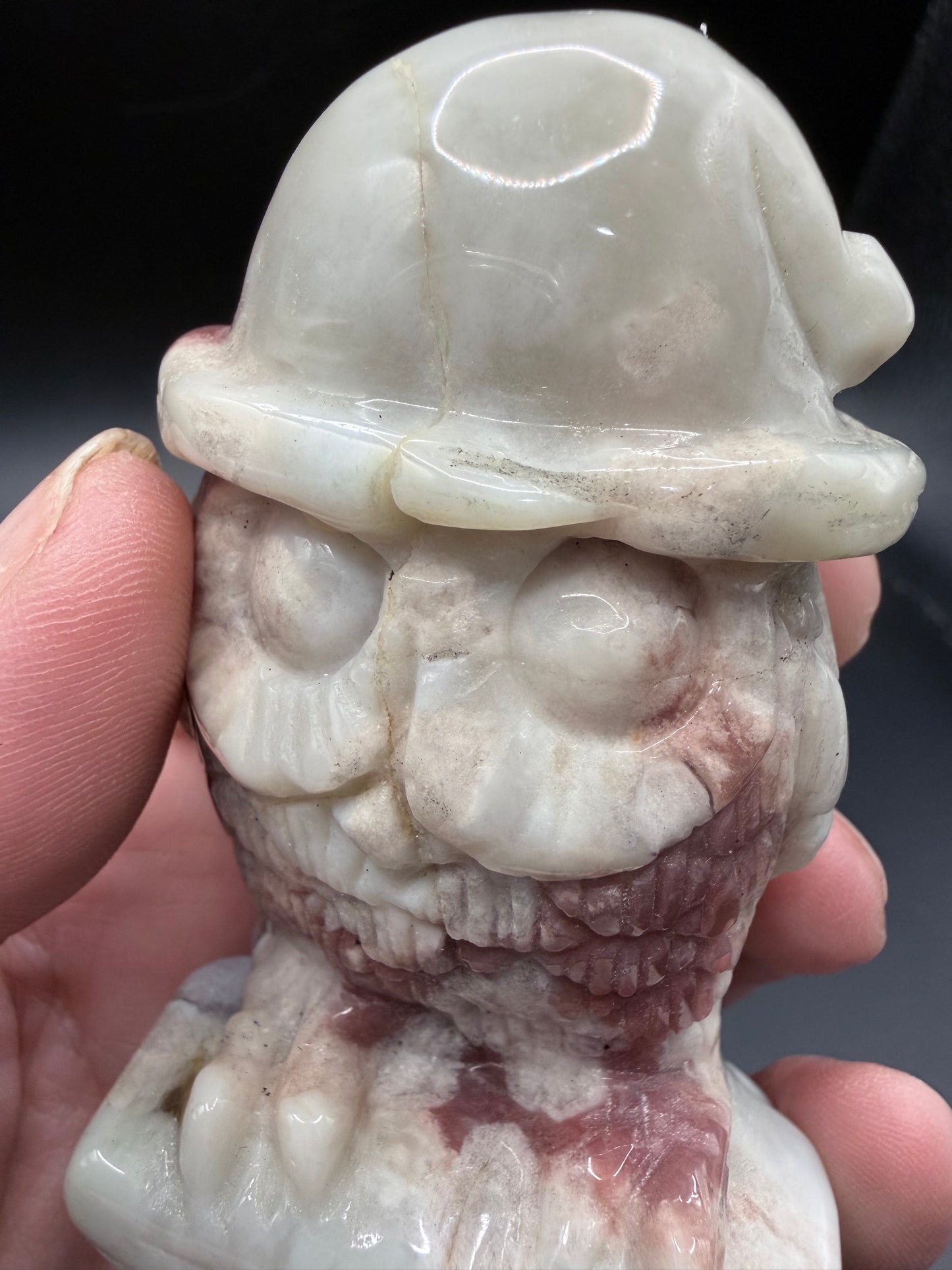 Flower Agate Owl Carving
