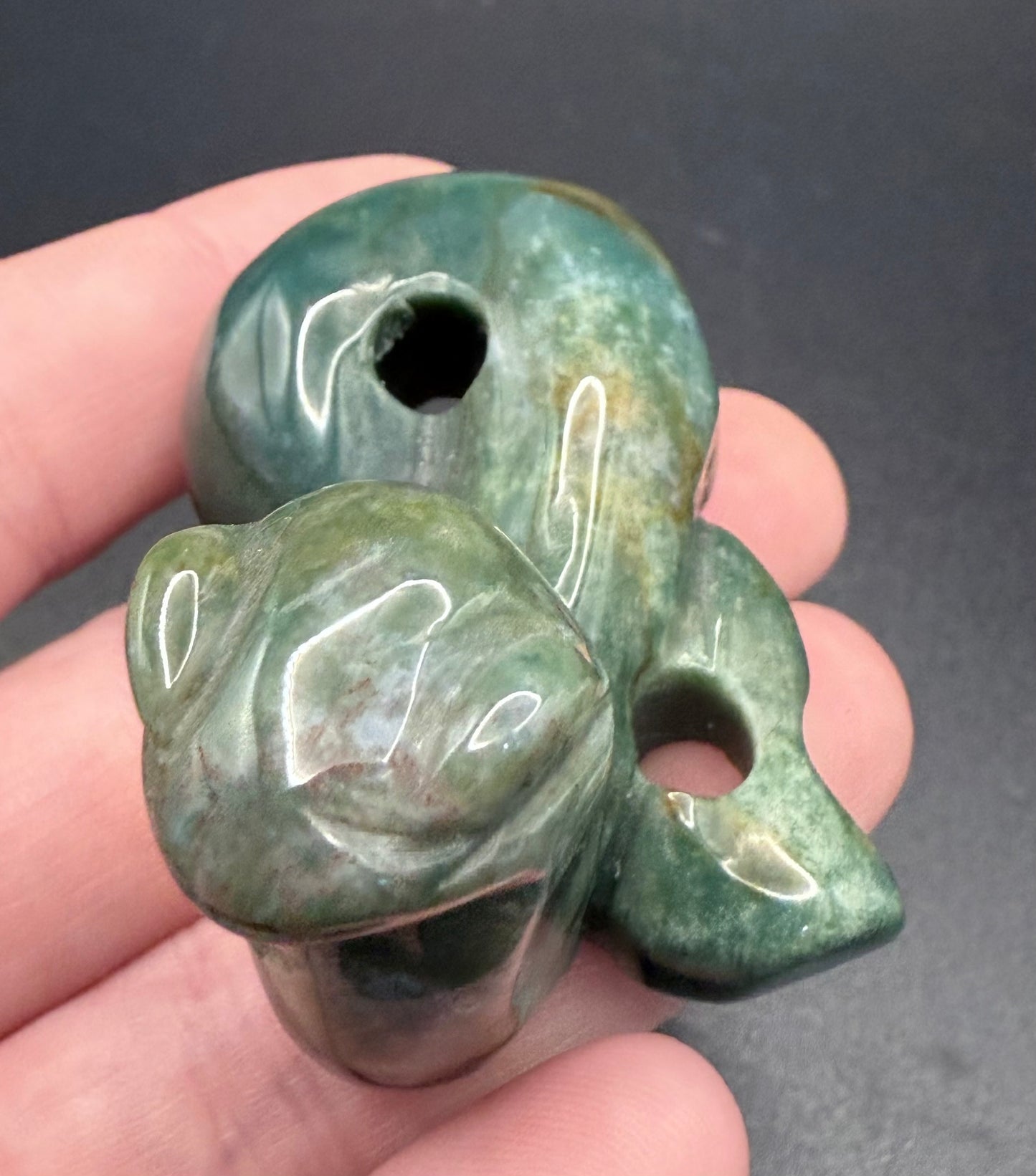 Moss Agate Snake Carving