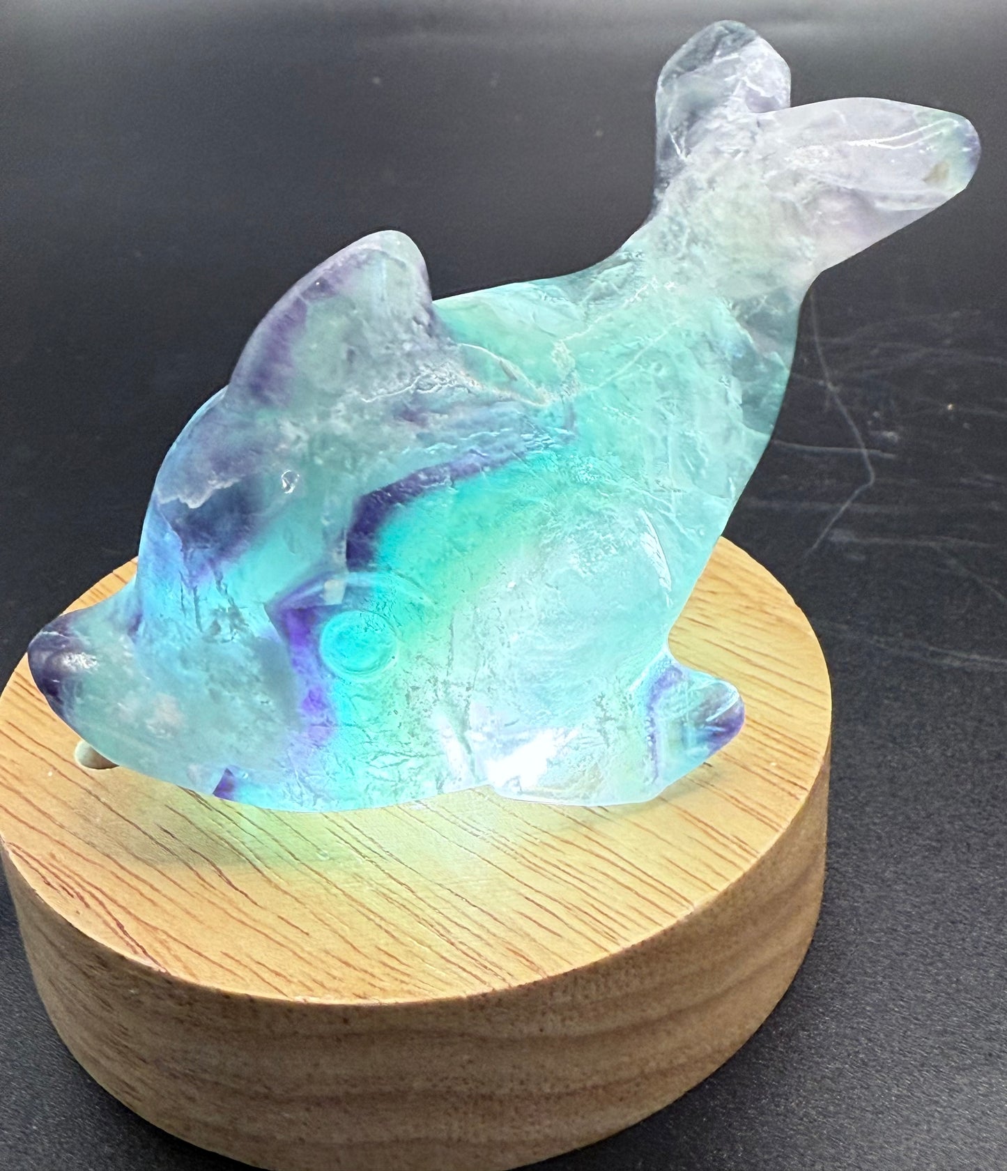 Rainbow Fluorite Dolphin Carving ā 172g | 8.6 x 4.7cm