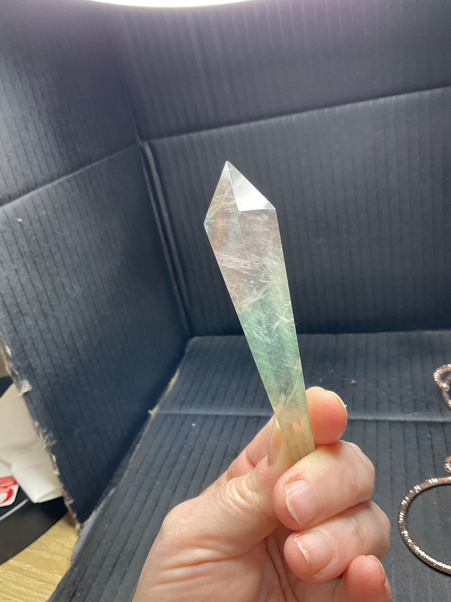 Watermelon Fluorite Wand on stand