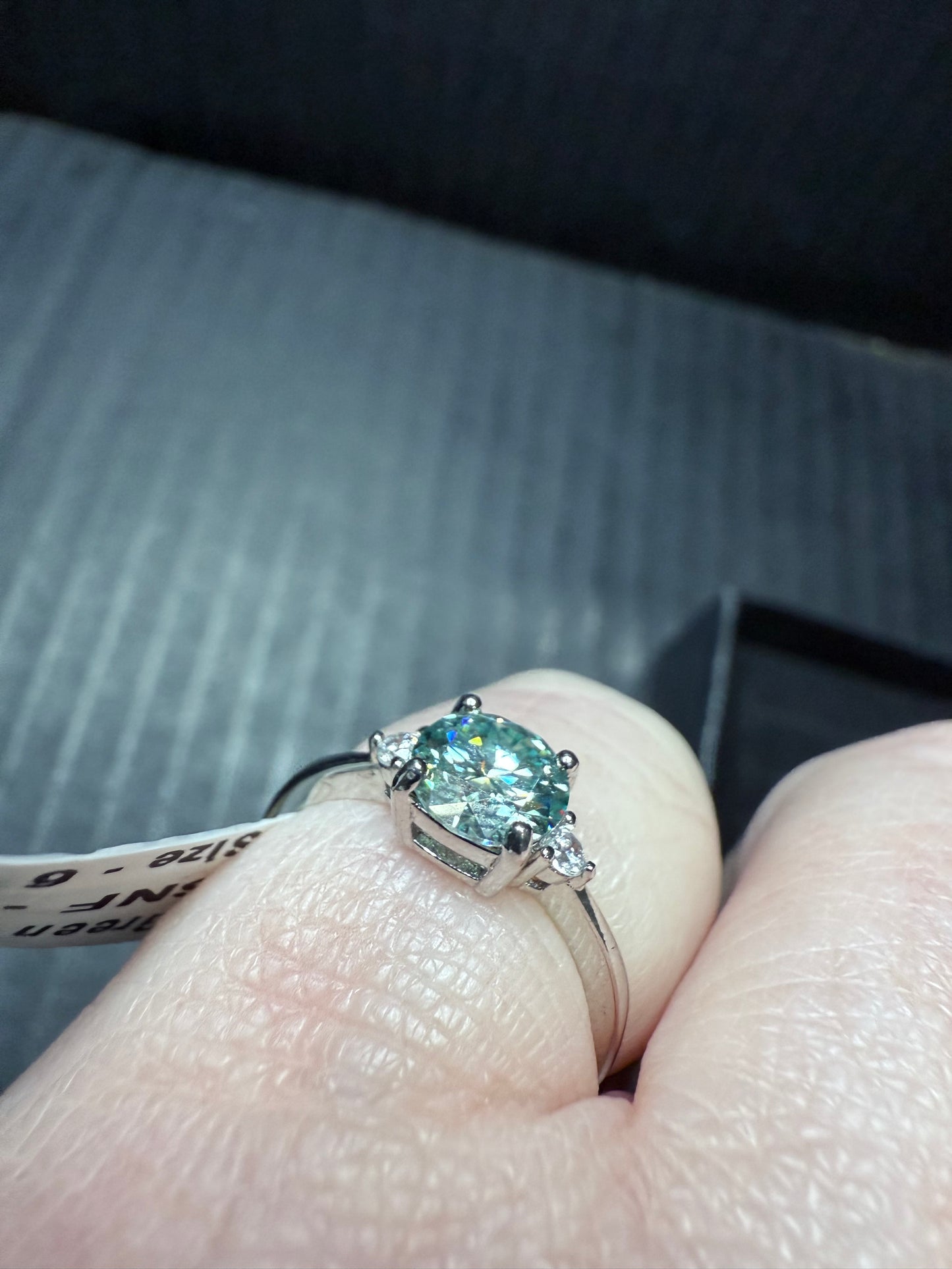 Green Moissonite Diamond Ring