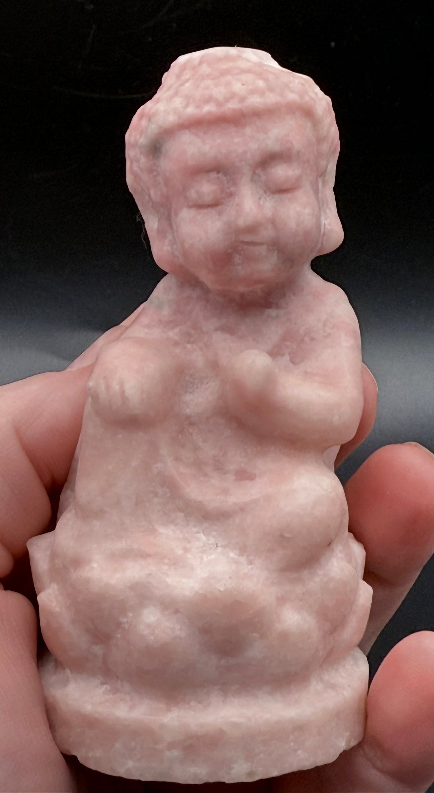 Pink Opal Baby Buddha Carving