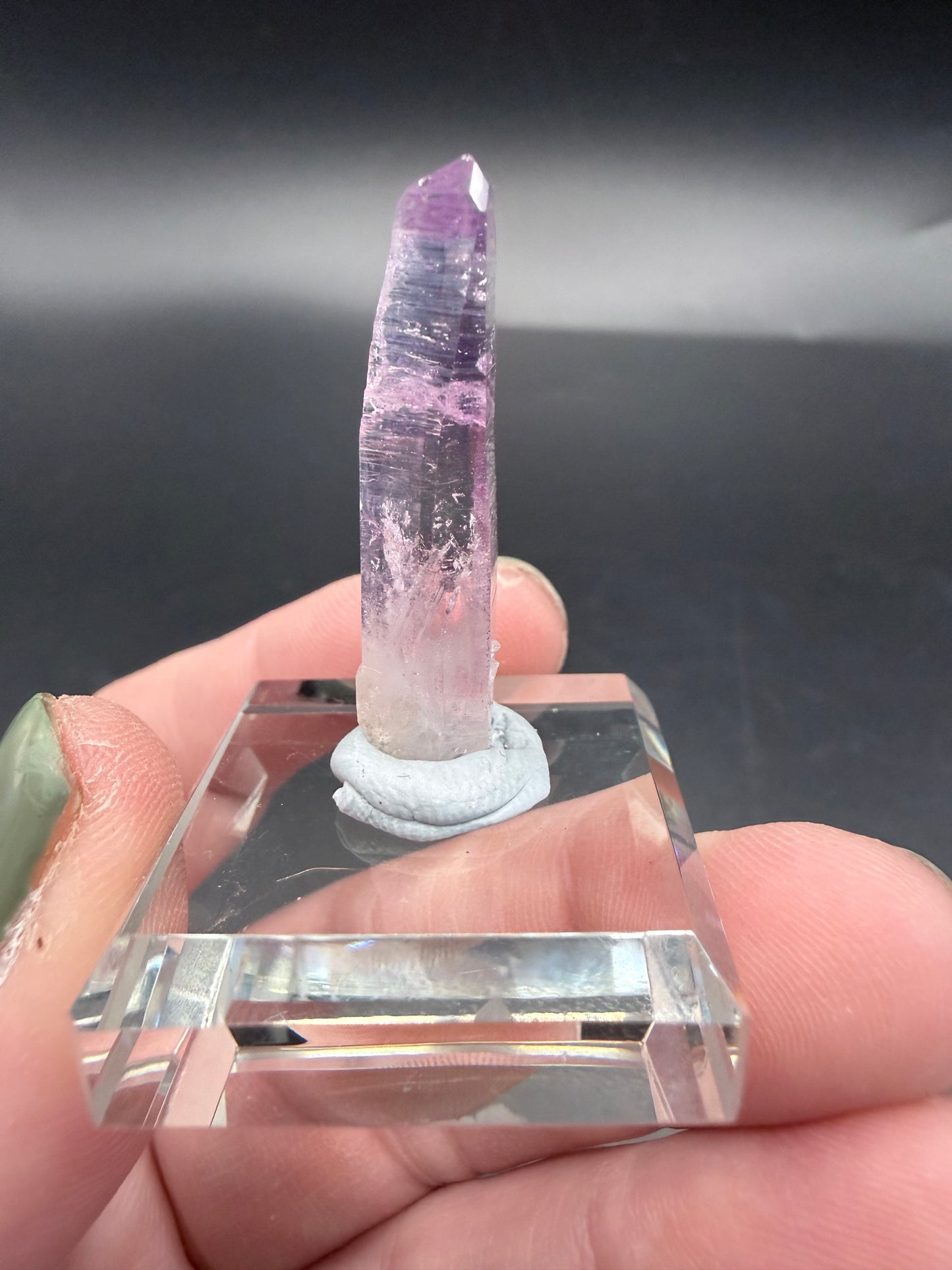 Vera Cruz Amethyst Point on Glass Display
