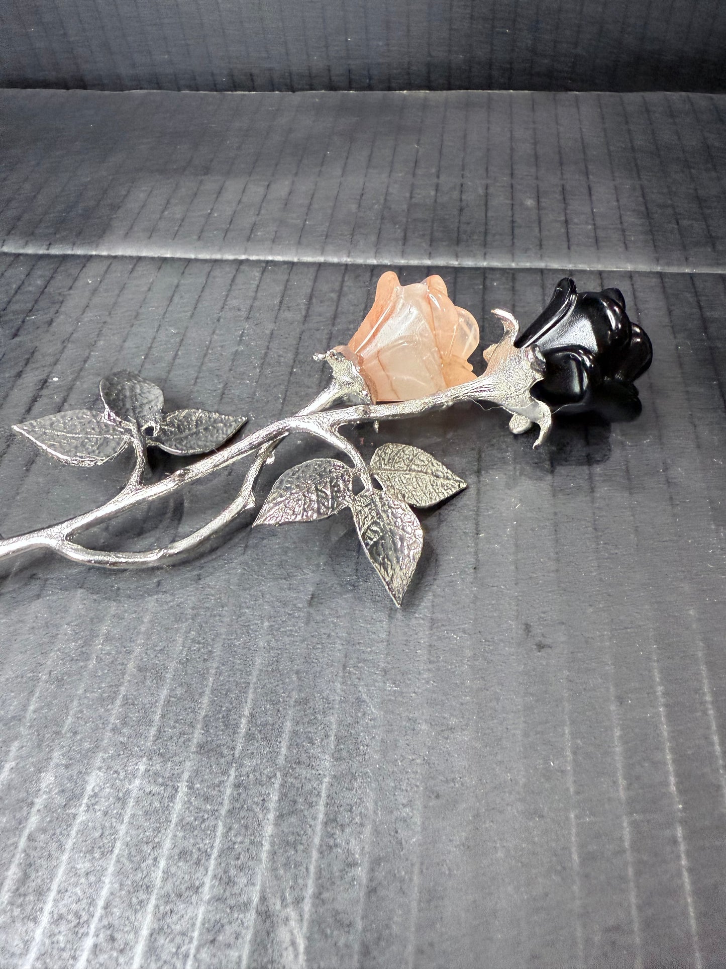 Double Rose in Obsidian and Fire Quartz