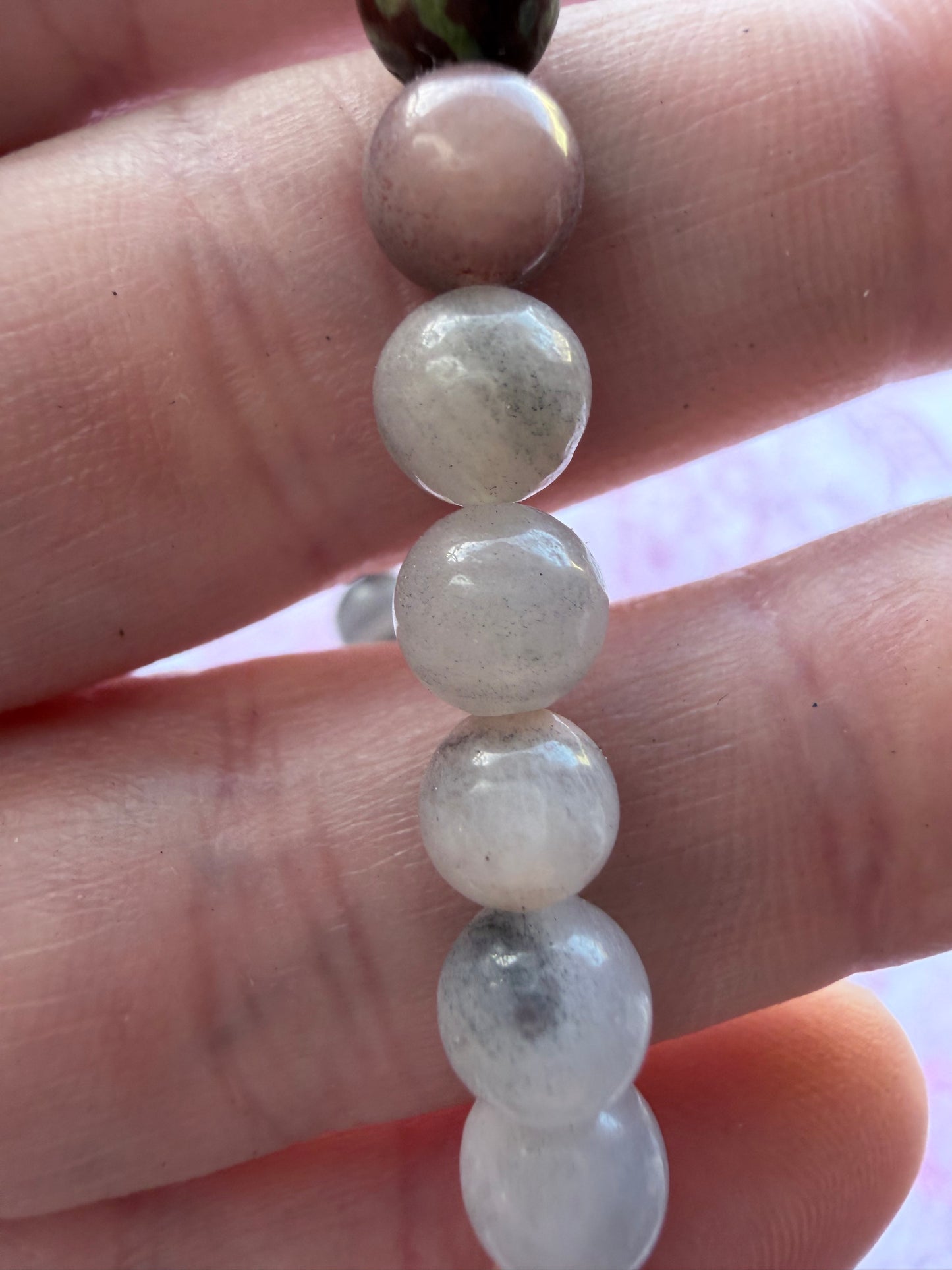 Agate Bracelet 6mm with Lotus Charm