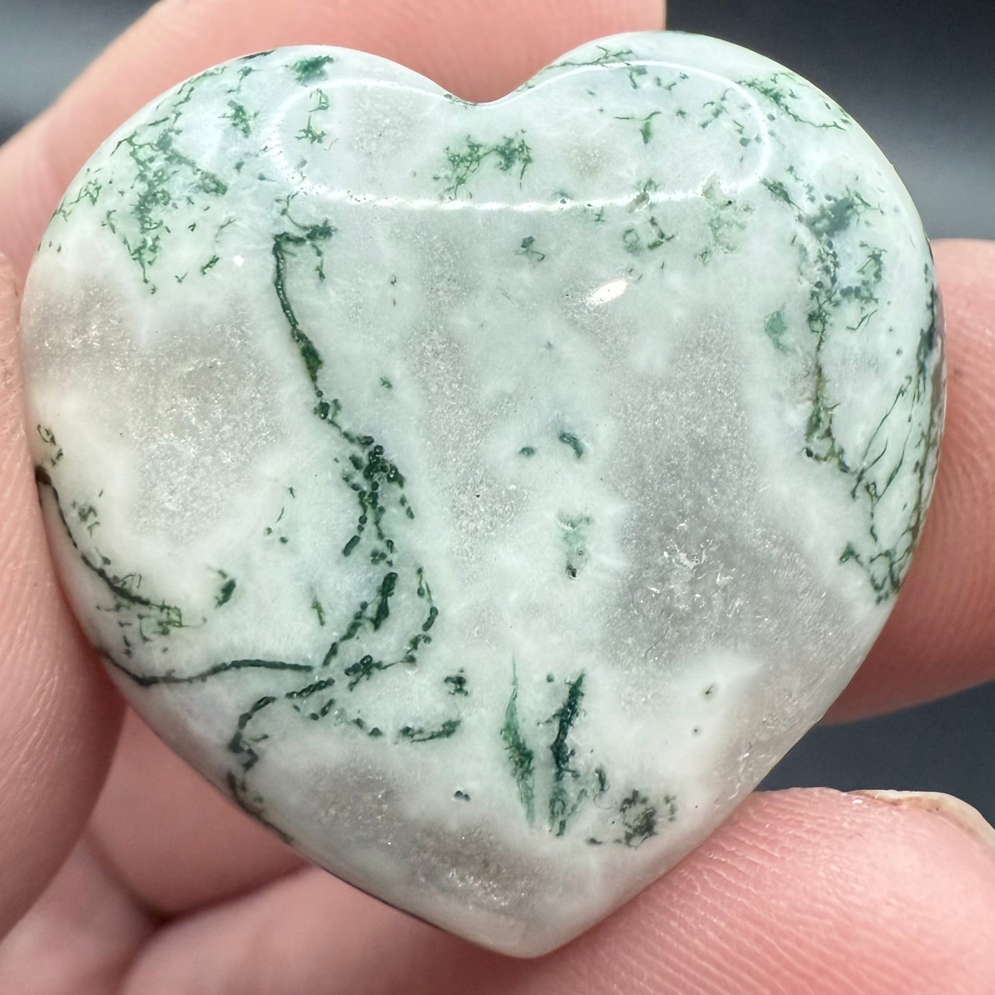 Moss Agate Heart β 3 cm