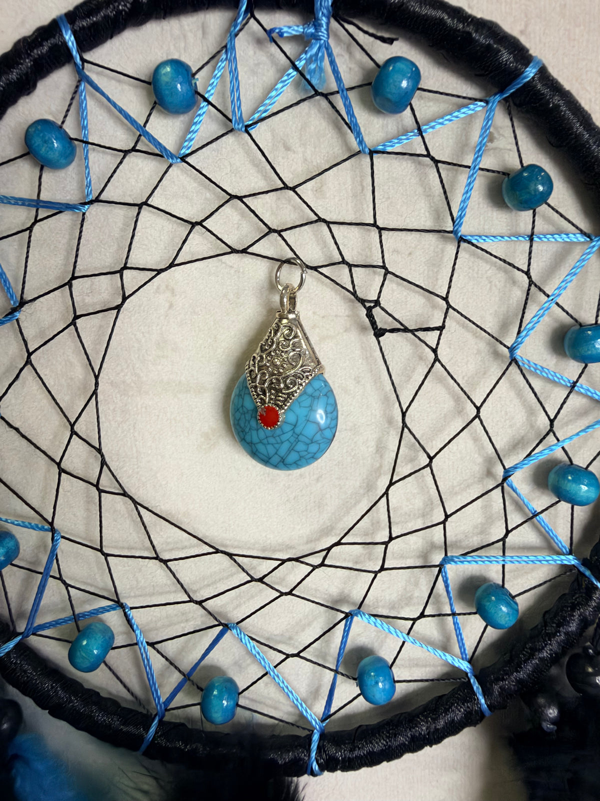 Blue Howlite Dreamcatcher – 55 × 16cm