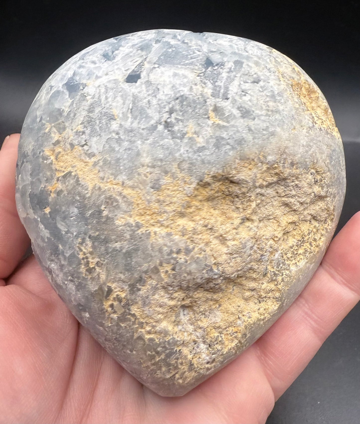 Celestite Heart with Natural Crystal Cavities โ 850g