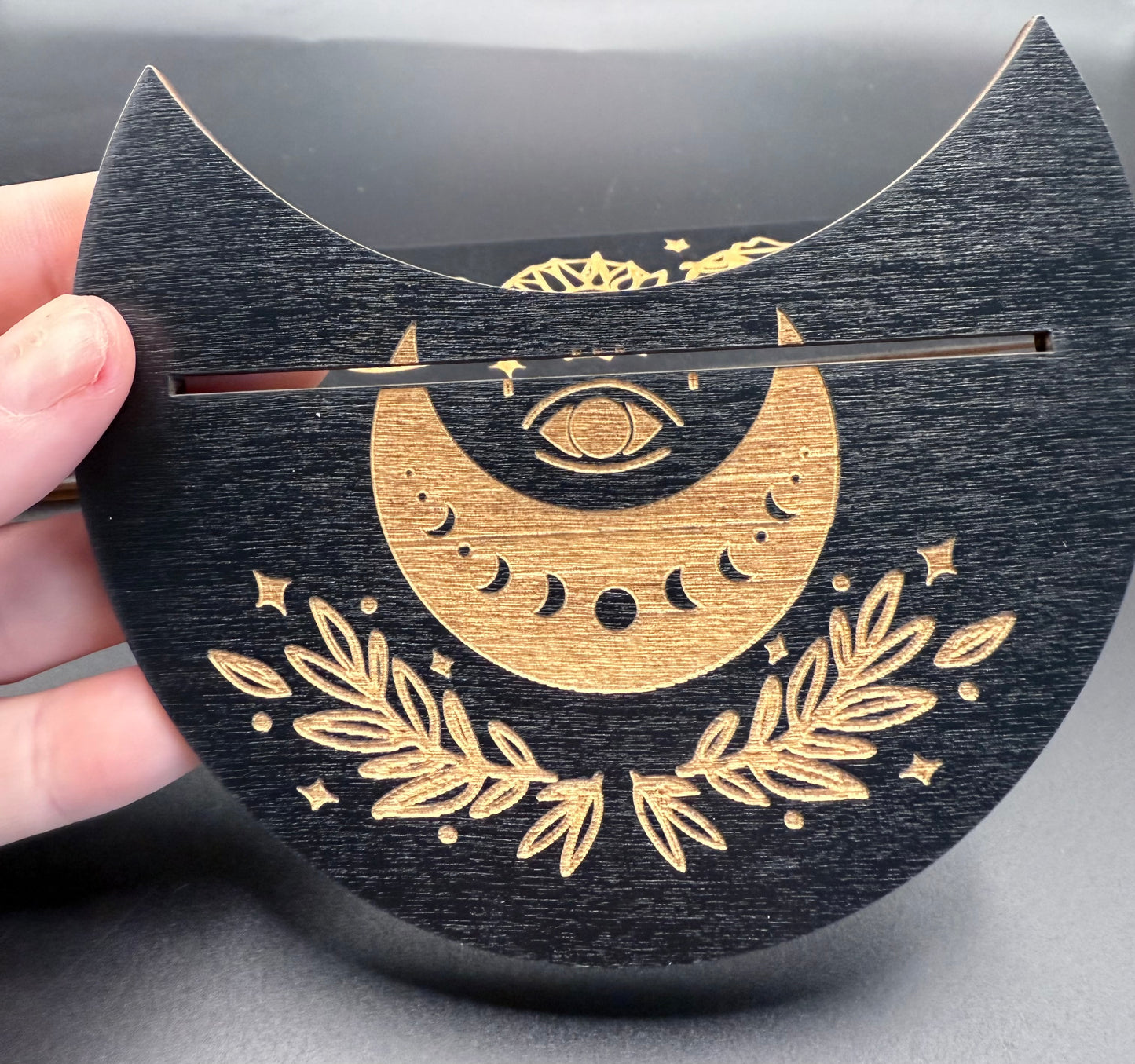Black & Gold Wooden Tarot Card / Crystal Grid Stands