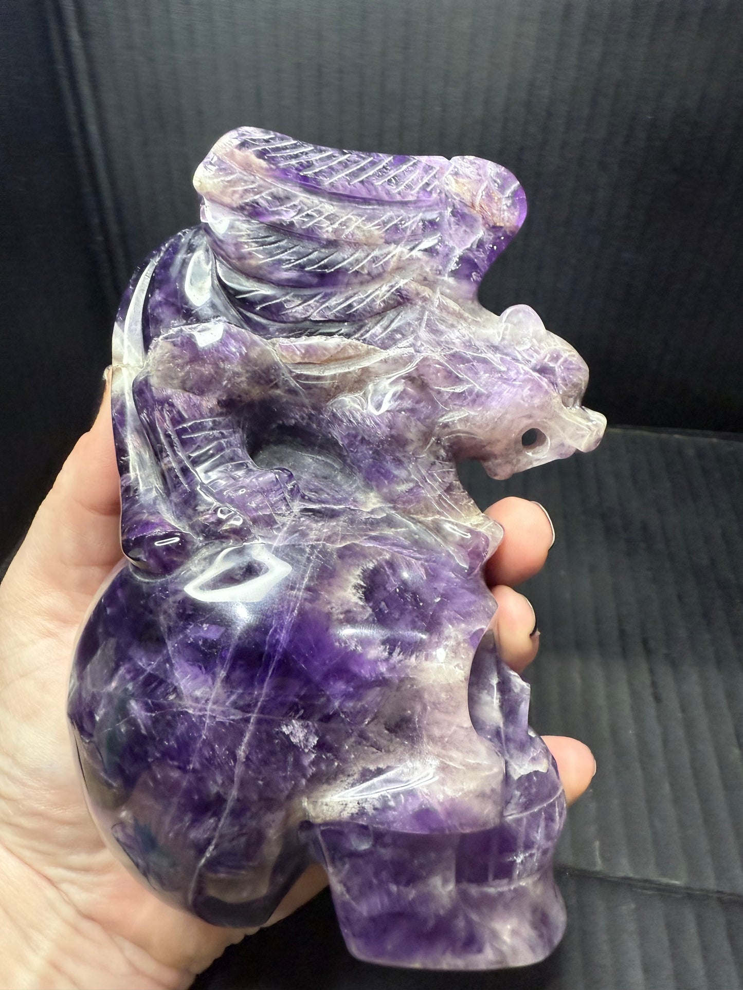 Amethyst Skull with Dragon