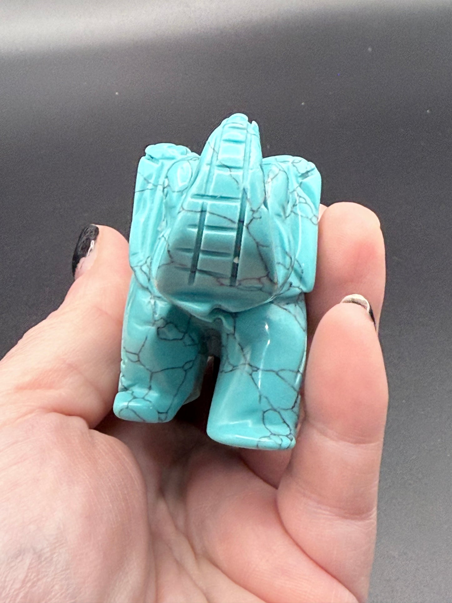 Aqua Blue Howlite Elephant