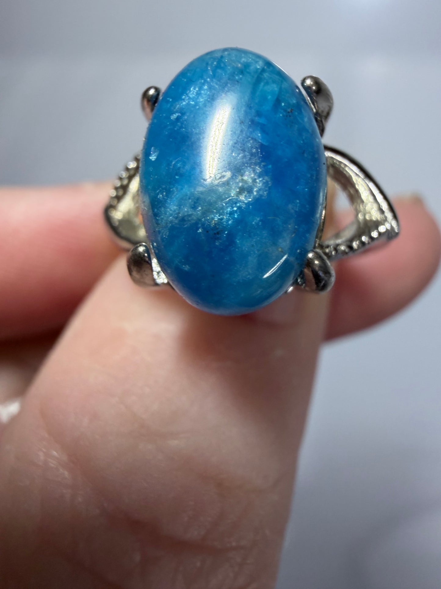 Natural Blue Apatite Adjustable Ring B
