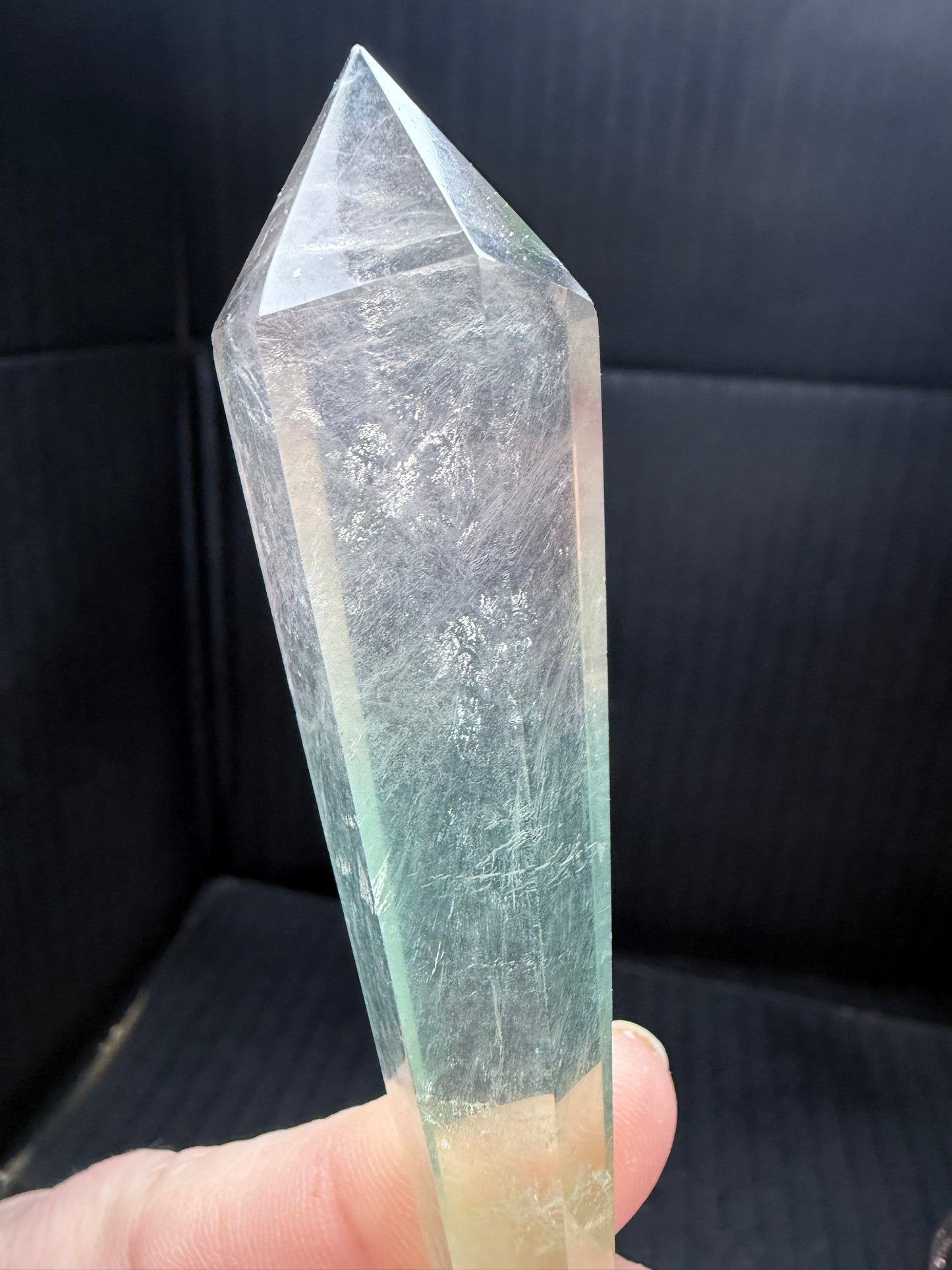 Watermelon Fluorite Wand on stand