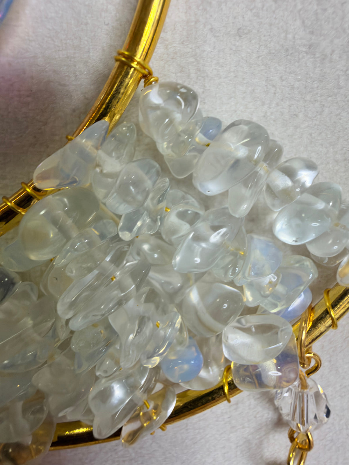 Clear Quartz Crescent Moon & Stars Suncatcher – 35 × 10cm