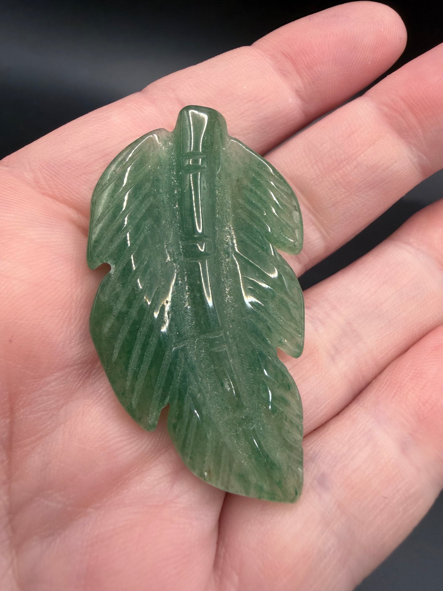 Green Aventurine Feather Carving