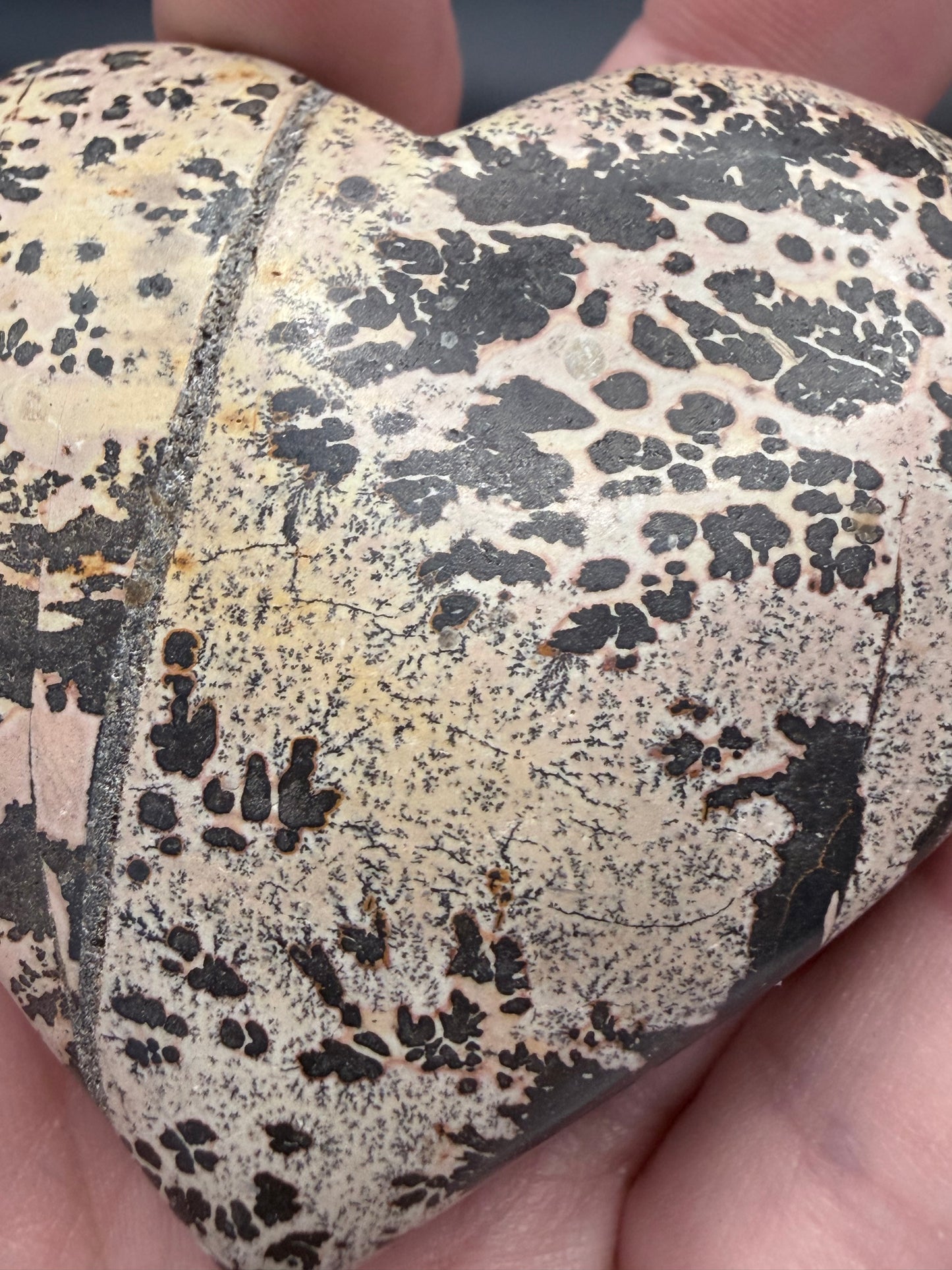 Picture Jasper with Dendritic Inclusions Heart 6.3cm