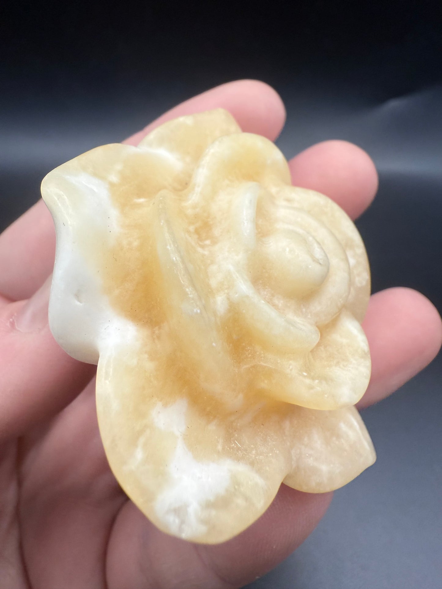 Carved Yellow Calcite Rose