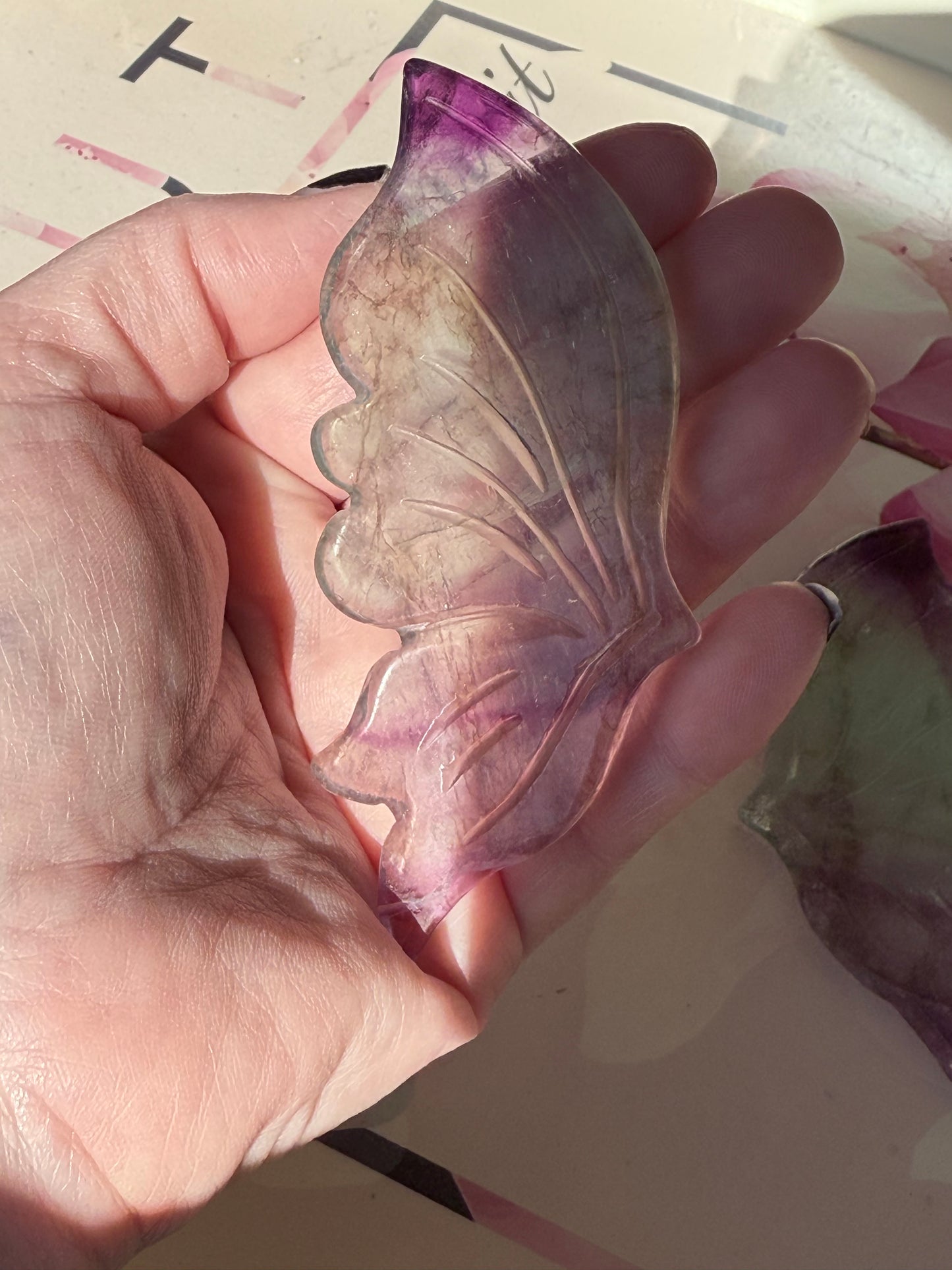 Beautiful Green and Purple Fluorite Butterfly