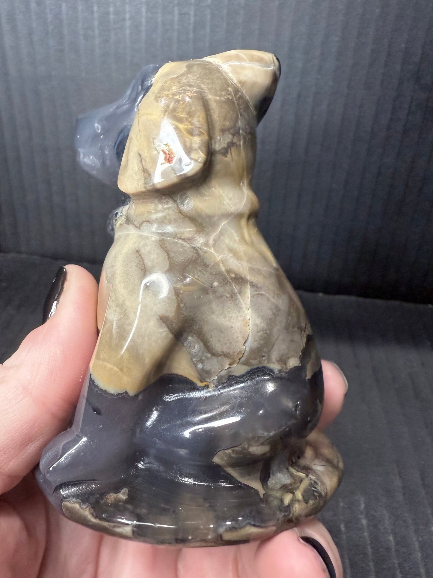 Volcano Agate Dog with Hat | UV Reactive
