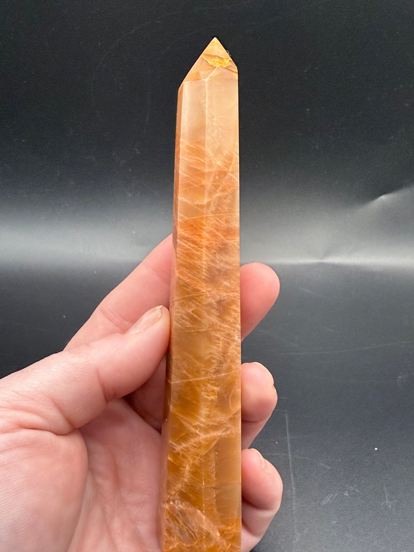 Peach Moonstone Tower with Blue Flash