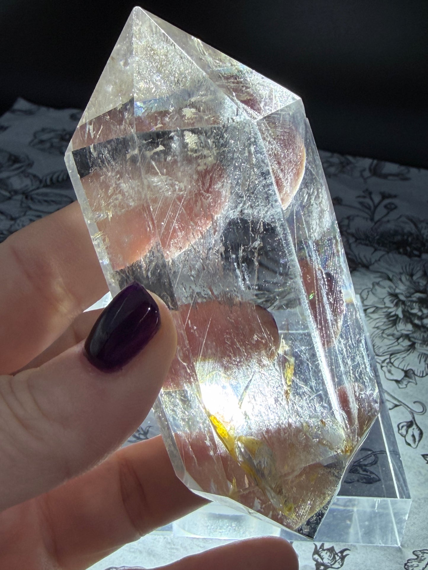 Clear Quartz Double Terminated Point with Golden Healer Inclusion (190g)