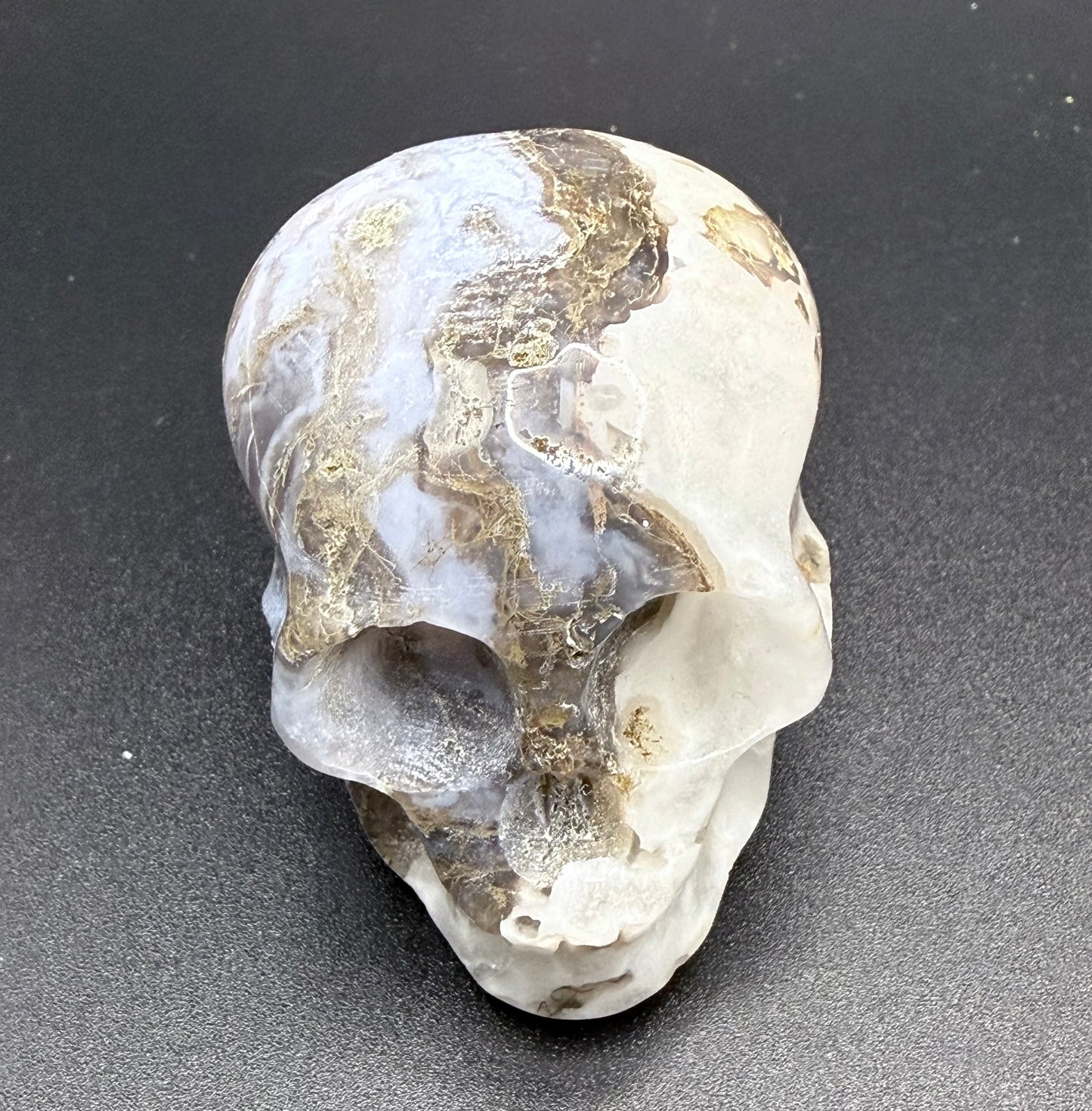 Moss Agate Skull Carving – 120g | 5.5 × 5cm