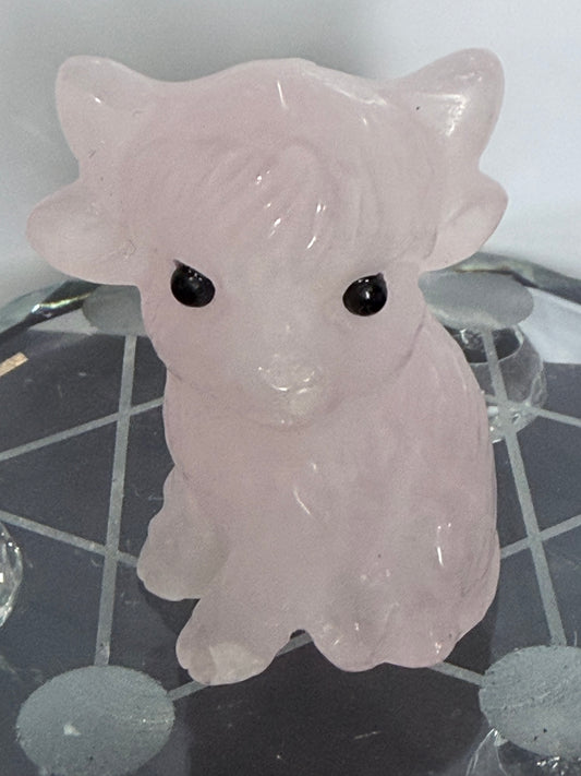 Rose Quartz Sitting Cow Carving – 6cm