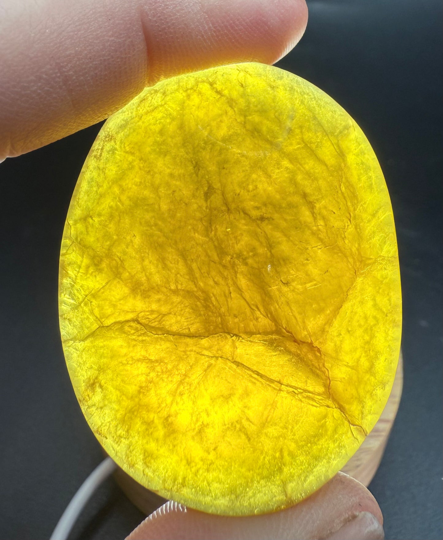 Yellow Fluorite with Mica Palm Stone