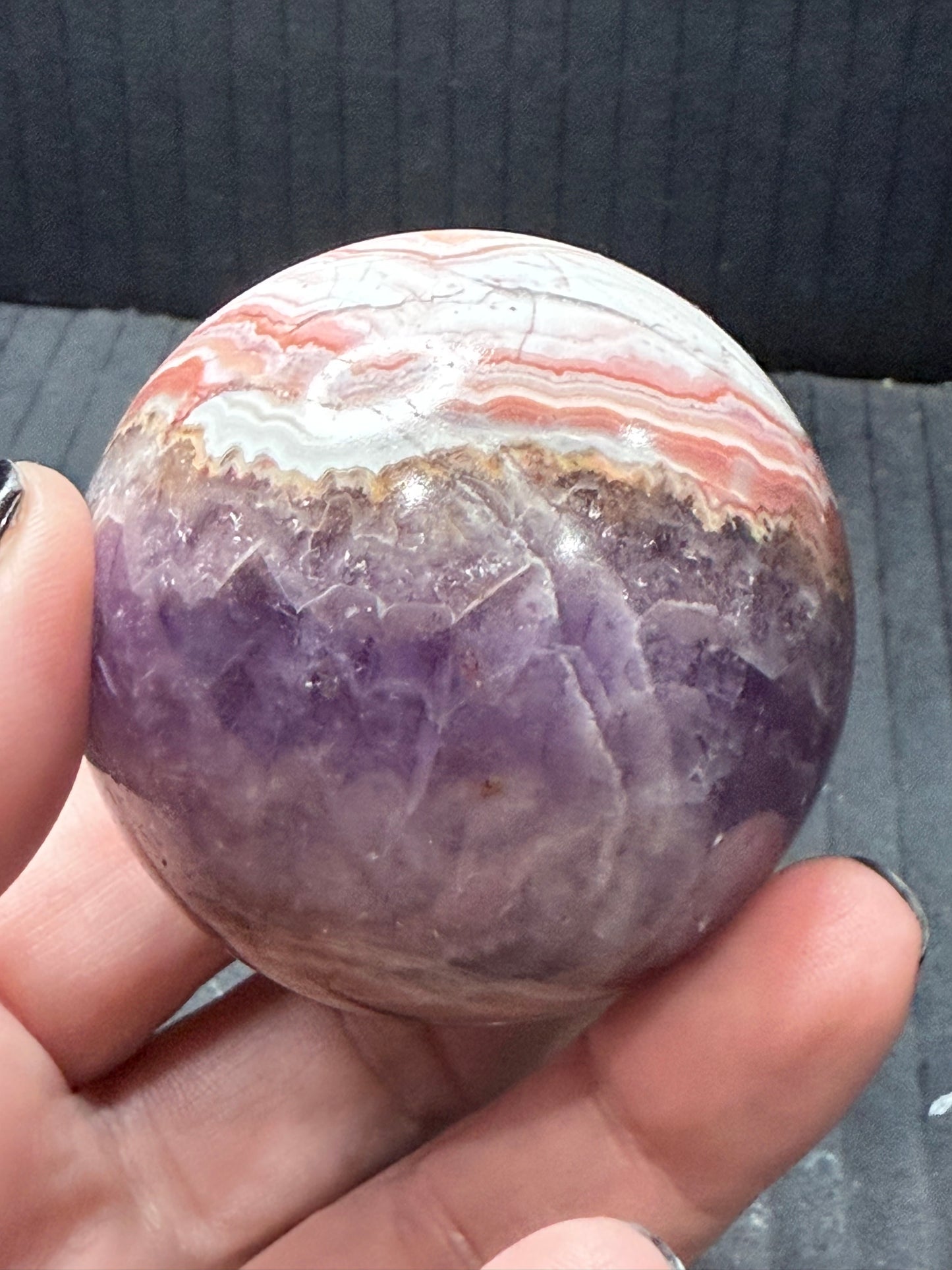 Amethyst with Crazy Lace Agate Sphere 5.3cm