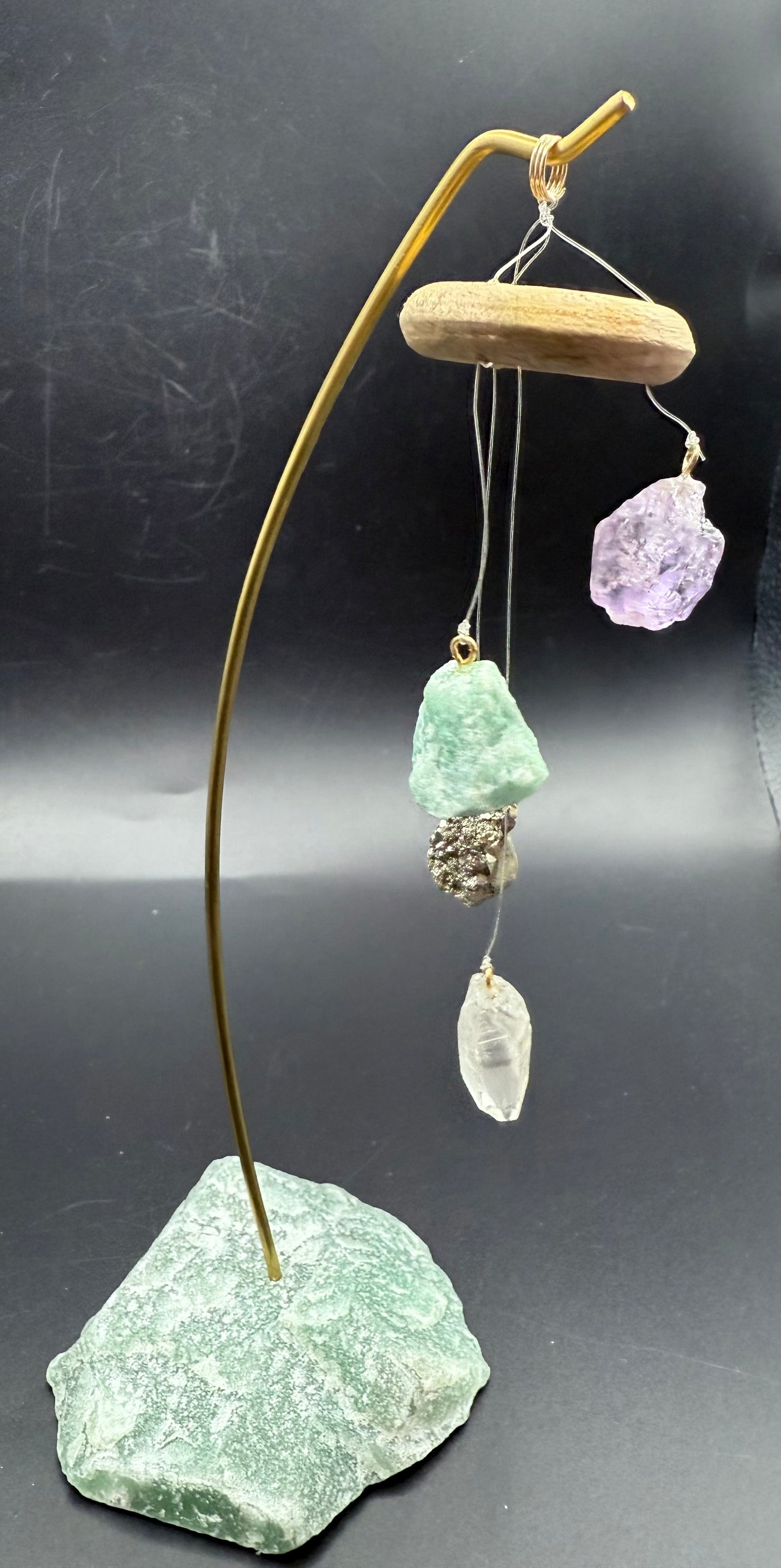 Crystal Mobile with Green Aventurine Base