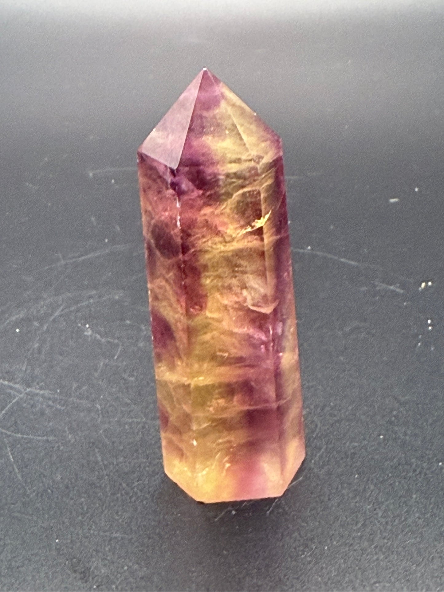 Yellow and Purple Fluorite Tower