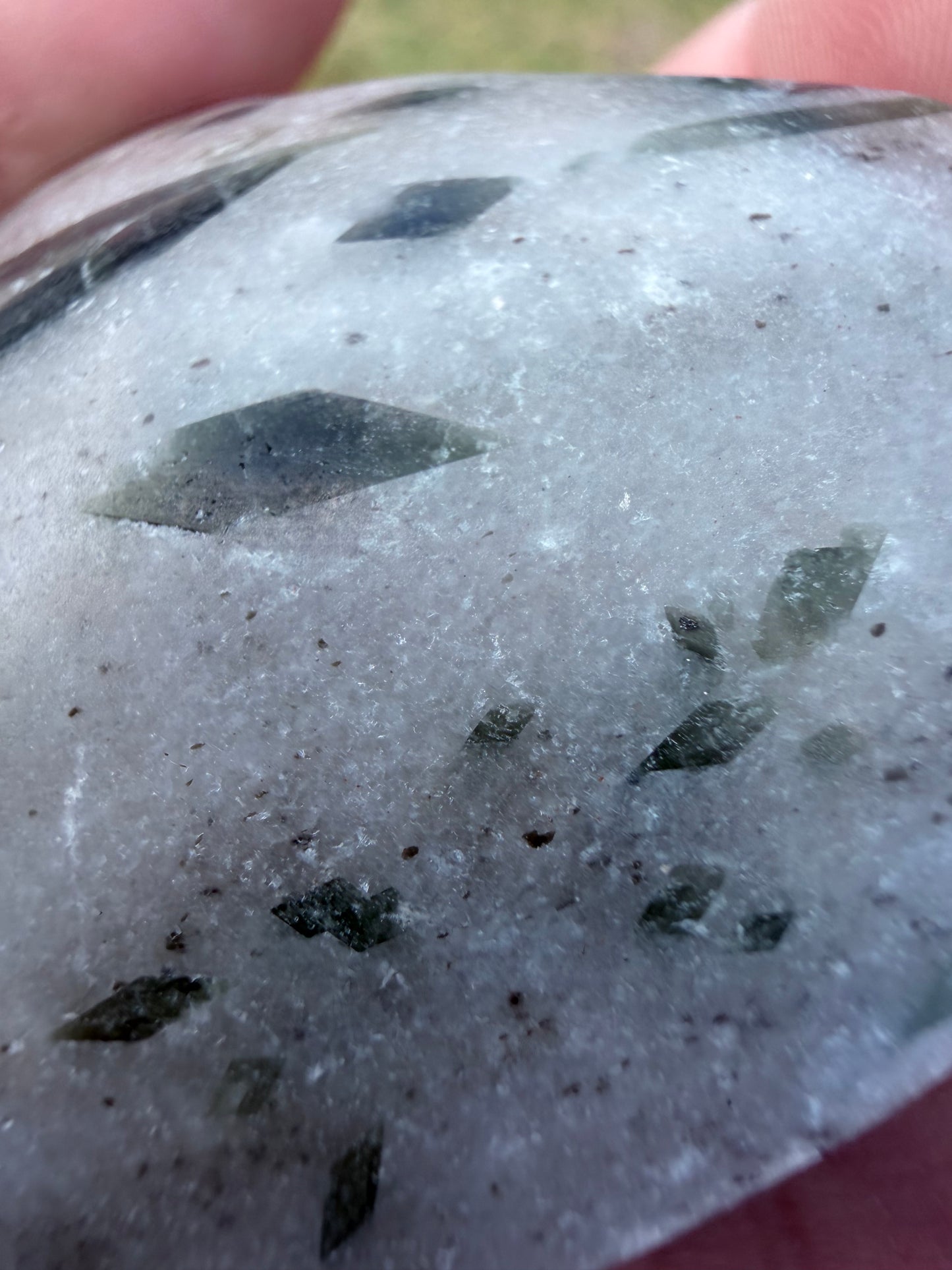 Green Tourmaline in Quartz Heart