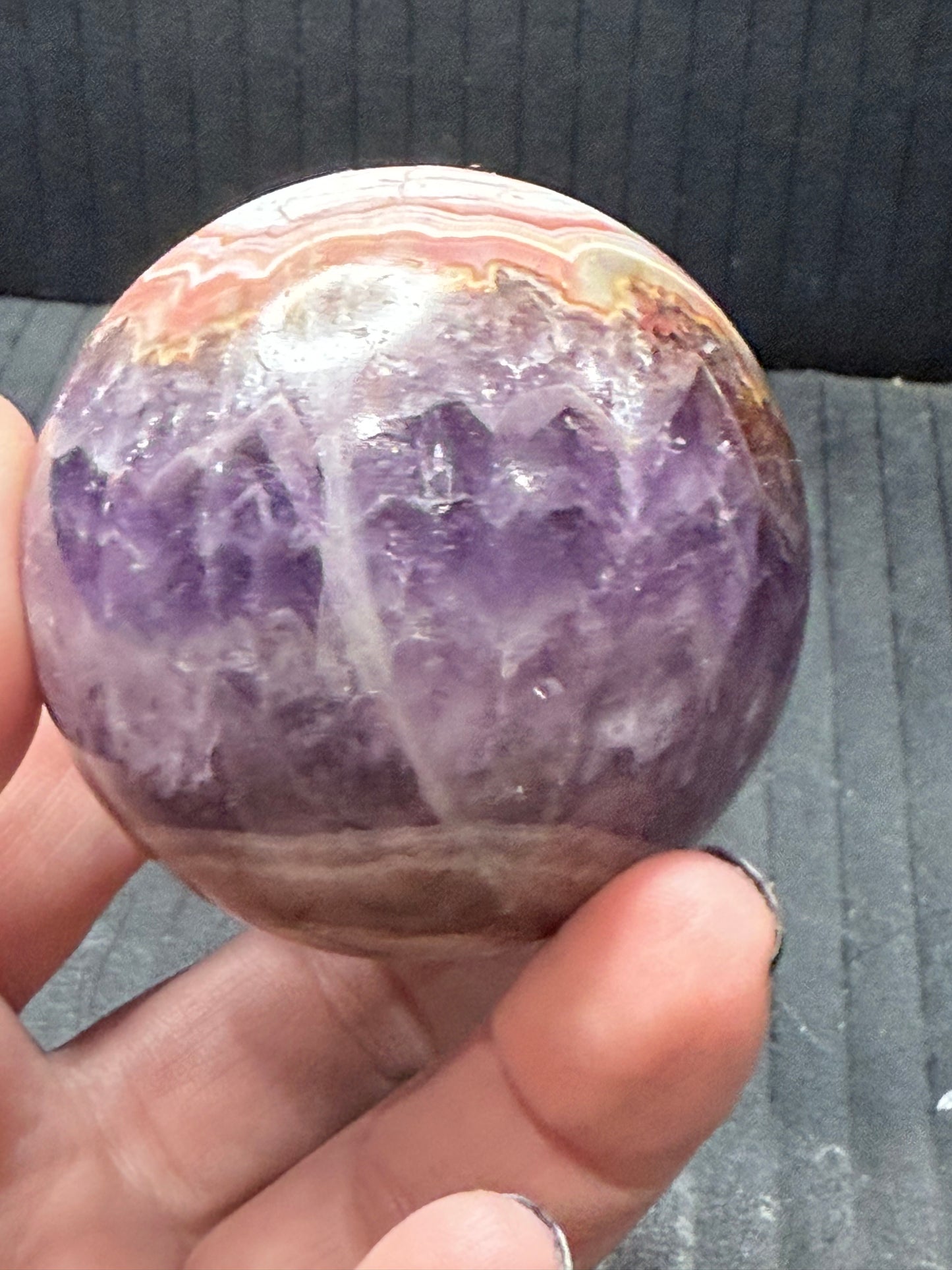 Amethyst with Crazy Lace Agate Sphere 5.3cm