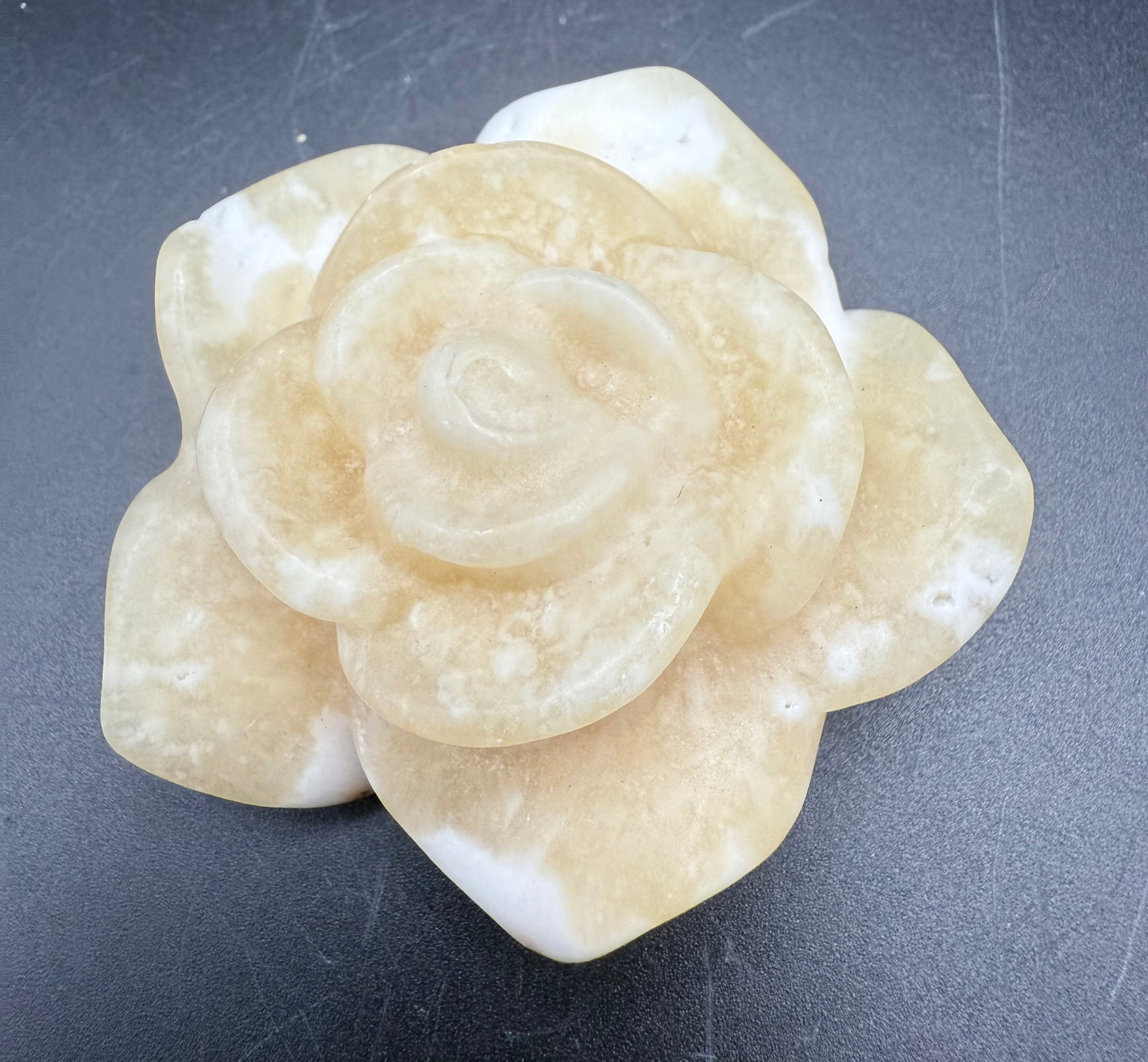 Carved Yellow Calcite Rose