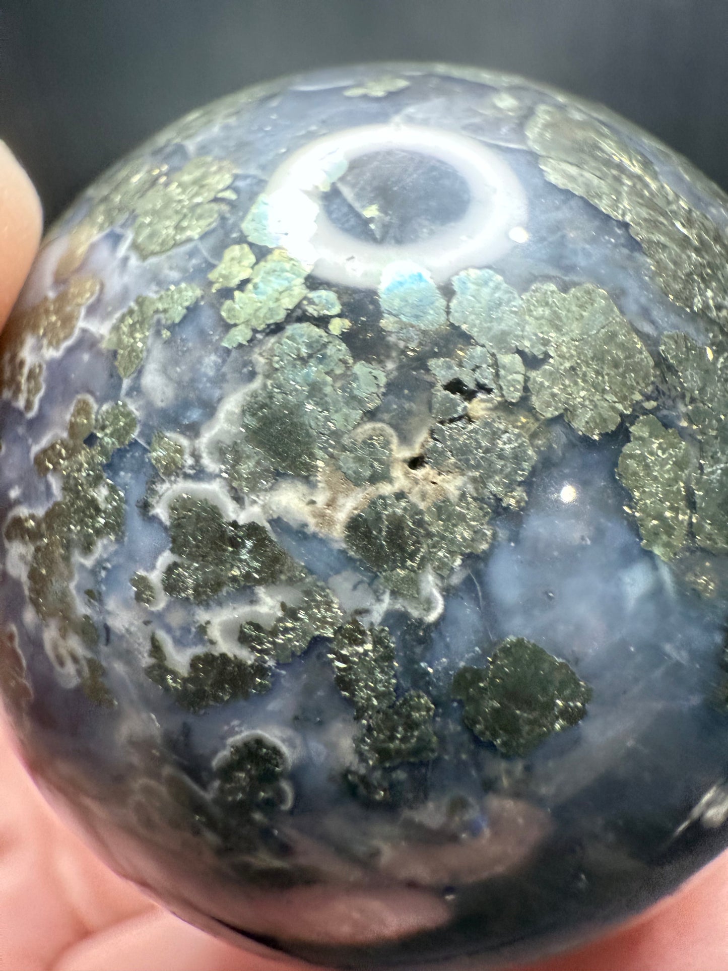 RARE Pyrite in Agate Sphere