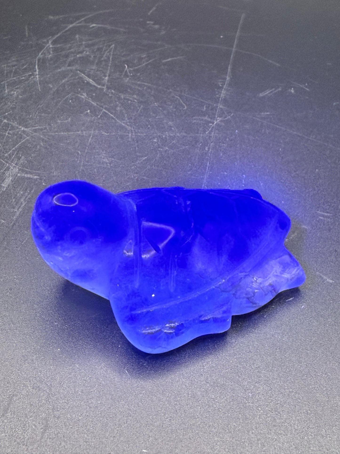 Fluorite Turtle Carving with Dendritic Inclusions