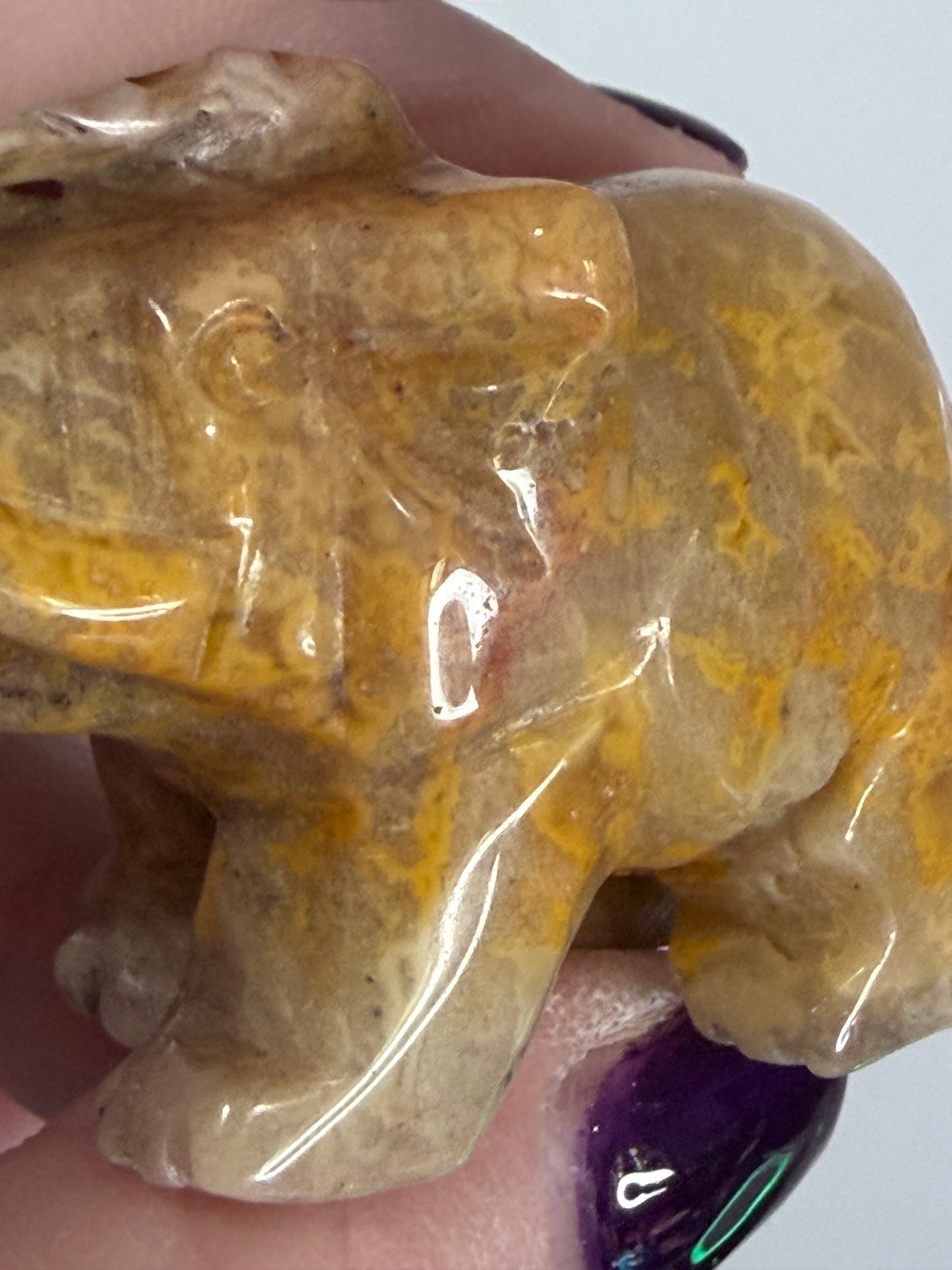 Crazy Lace Agate Elephant Carving – 5cm