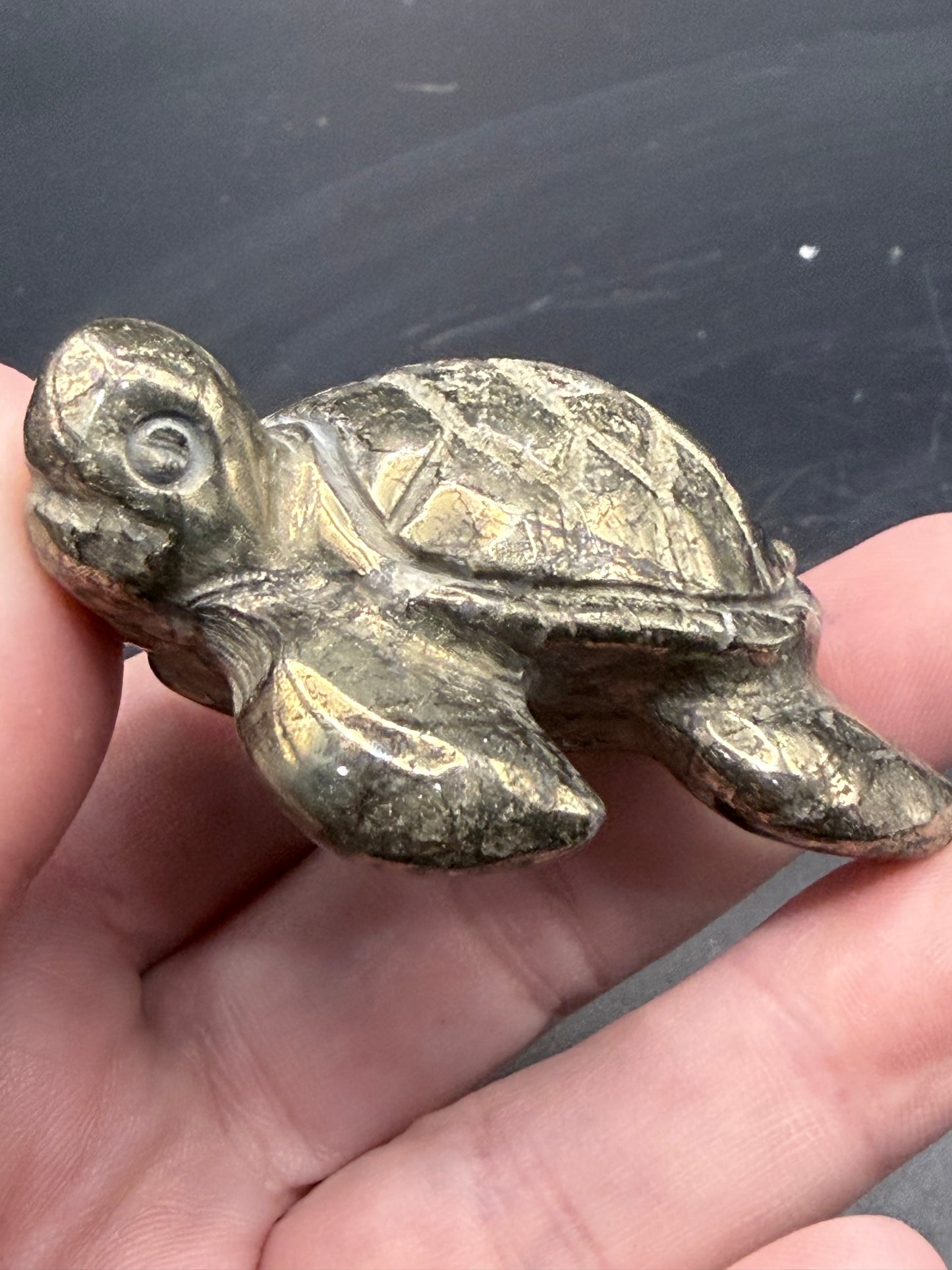 Pyrite Turtle Carving