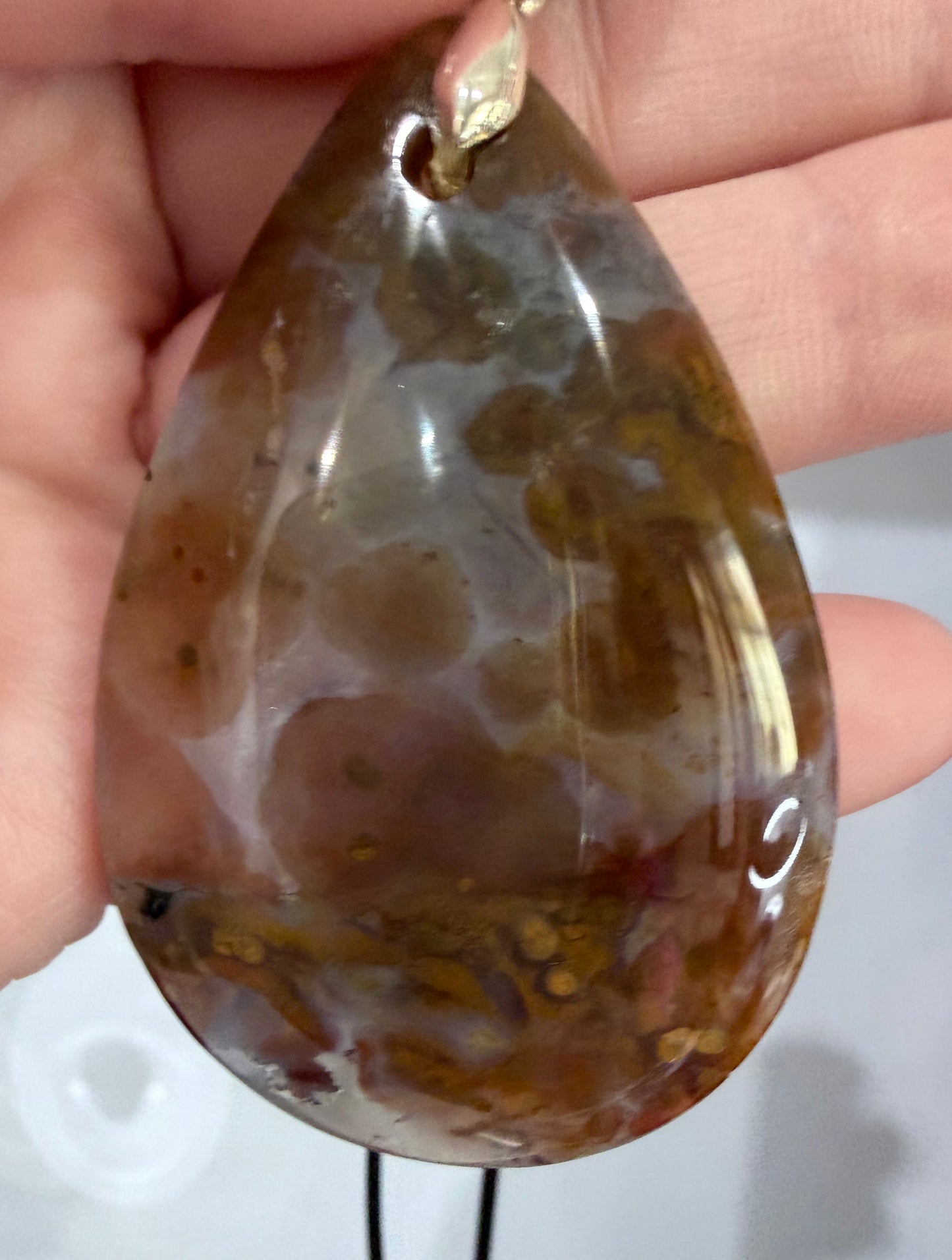 Ocean Jasper Crystal Pendant – Orbicular Jasper from Madagascar | 6 × 4 cm