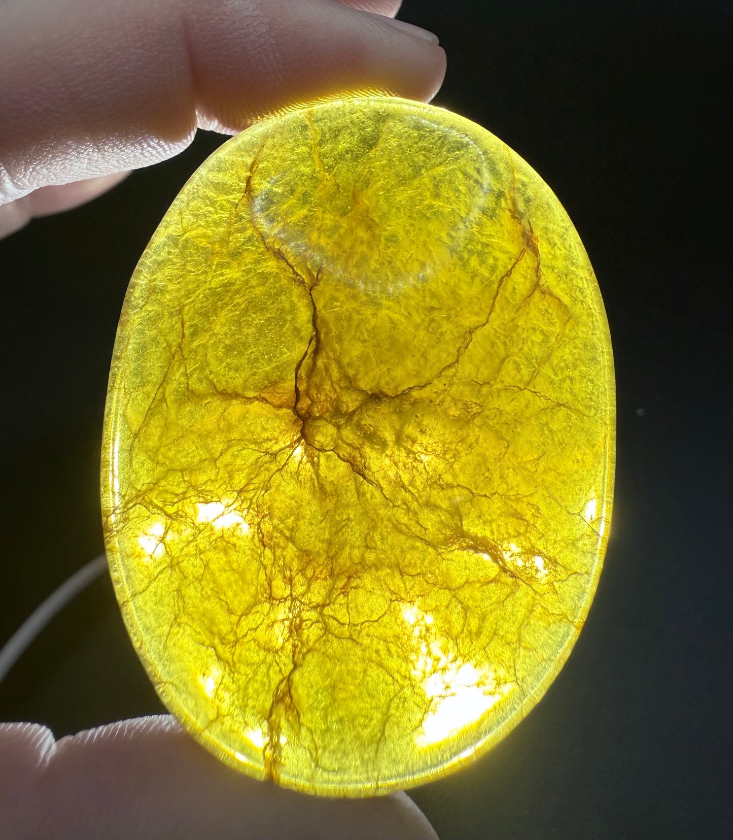 Yellow Fluorite with Mica Palm Stone