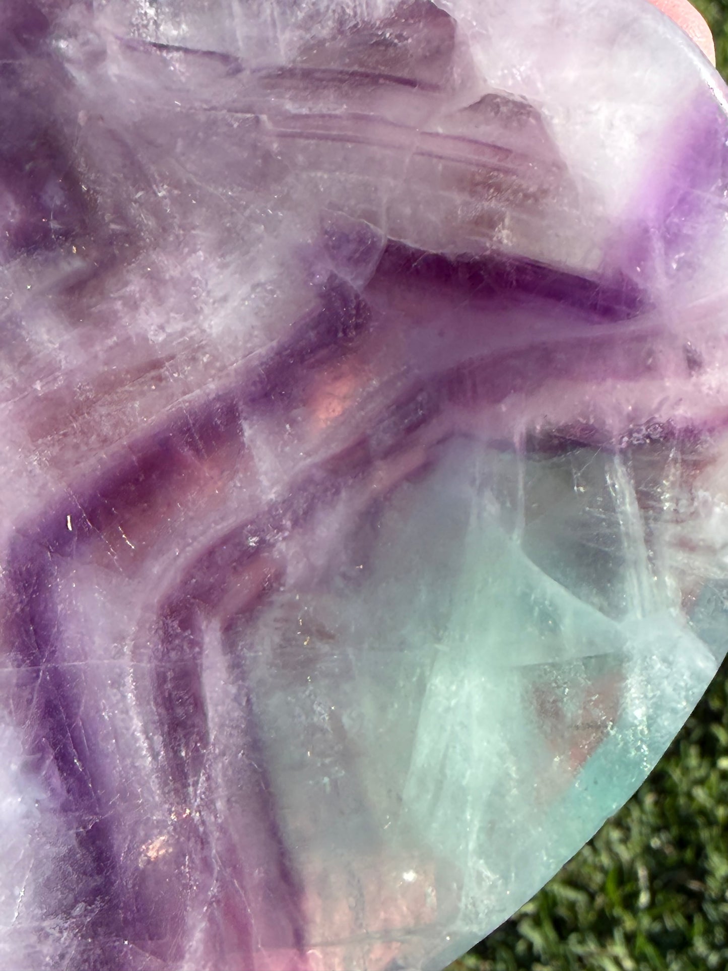 Rainbow Fluorite Heart Bowl with Stand – 262g