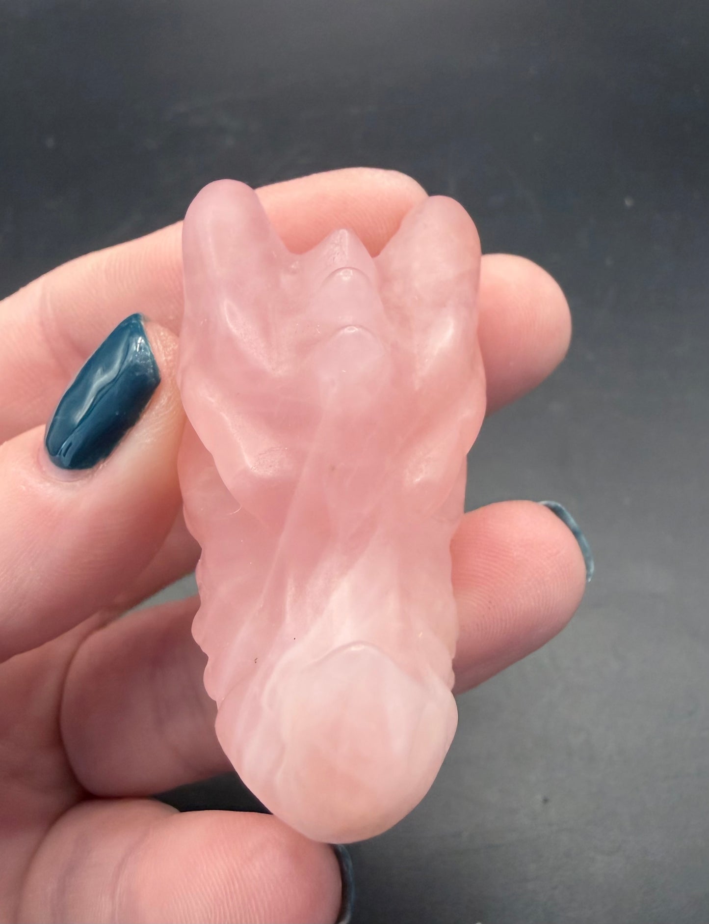 Rose Quartz Dragon Head Carvings
