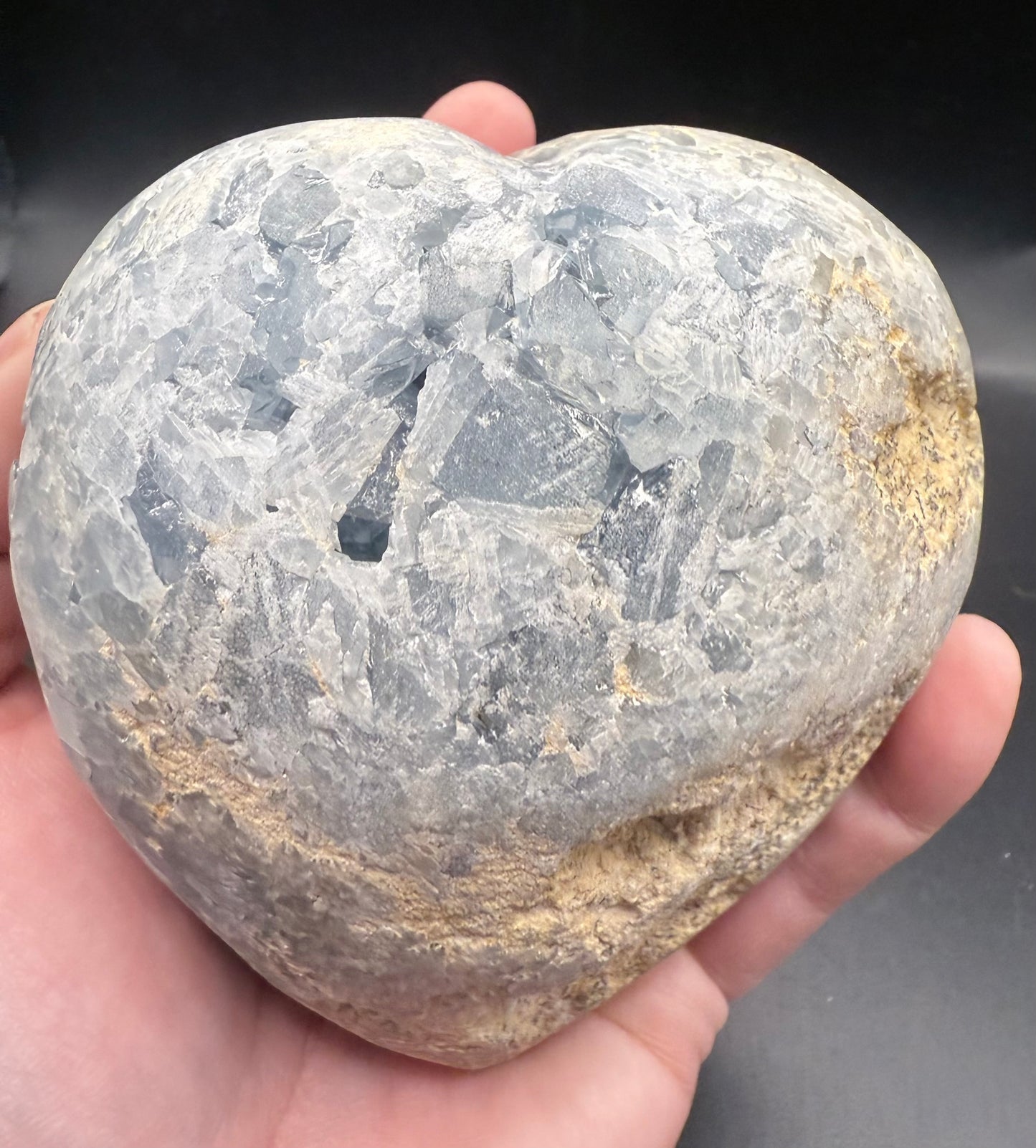 Celestite Heart with Natural Crystal Cavities โ 850g