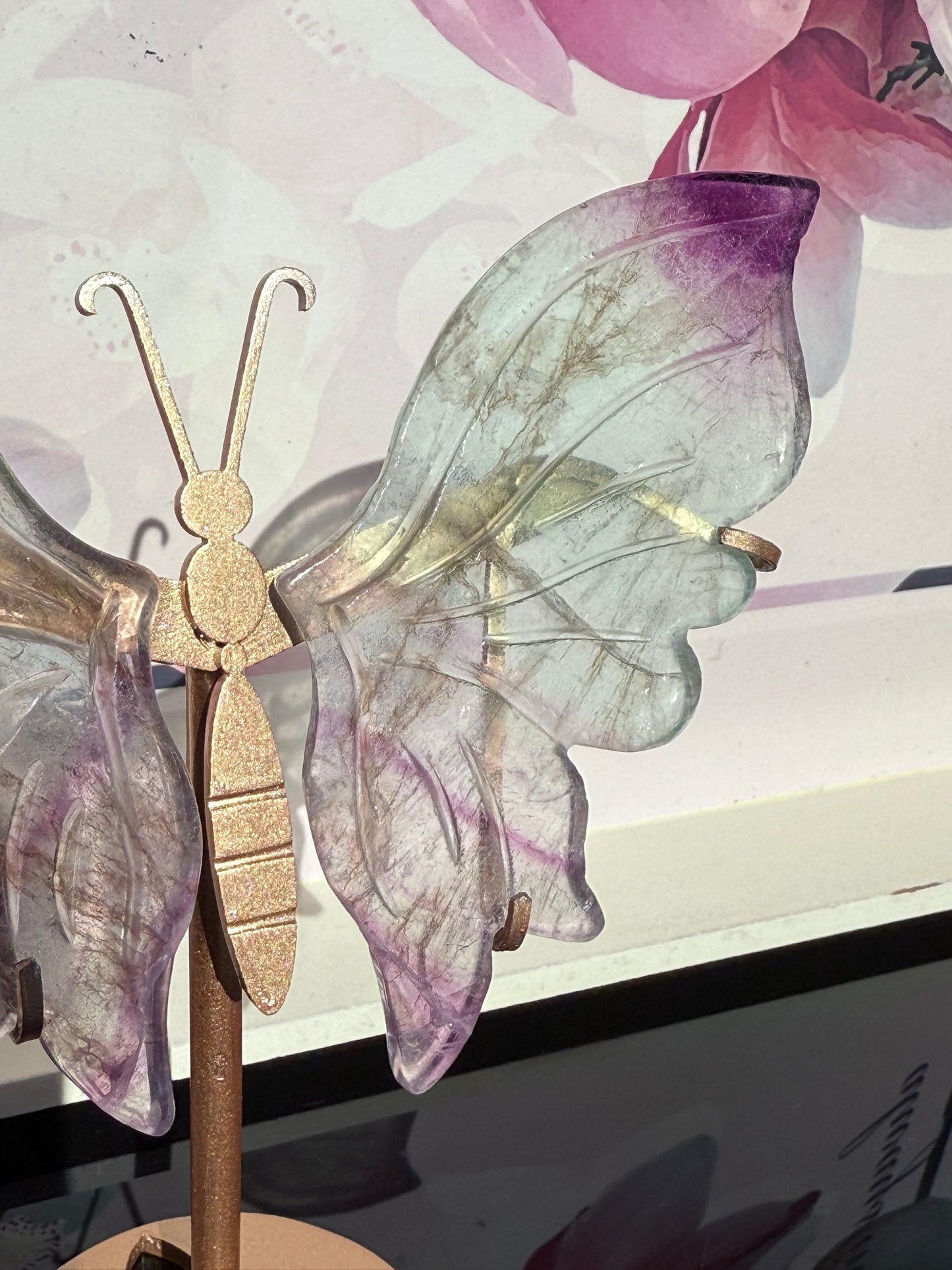 Beautiful Green and Purple Fluorite Butterfly