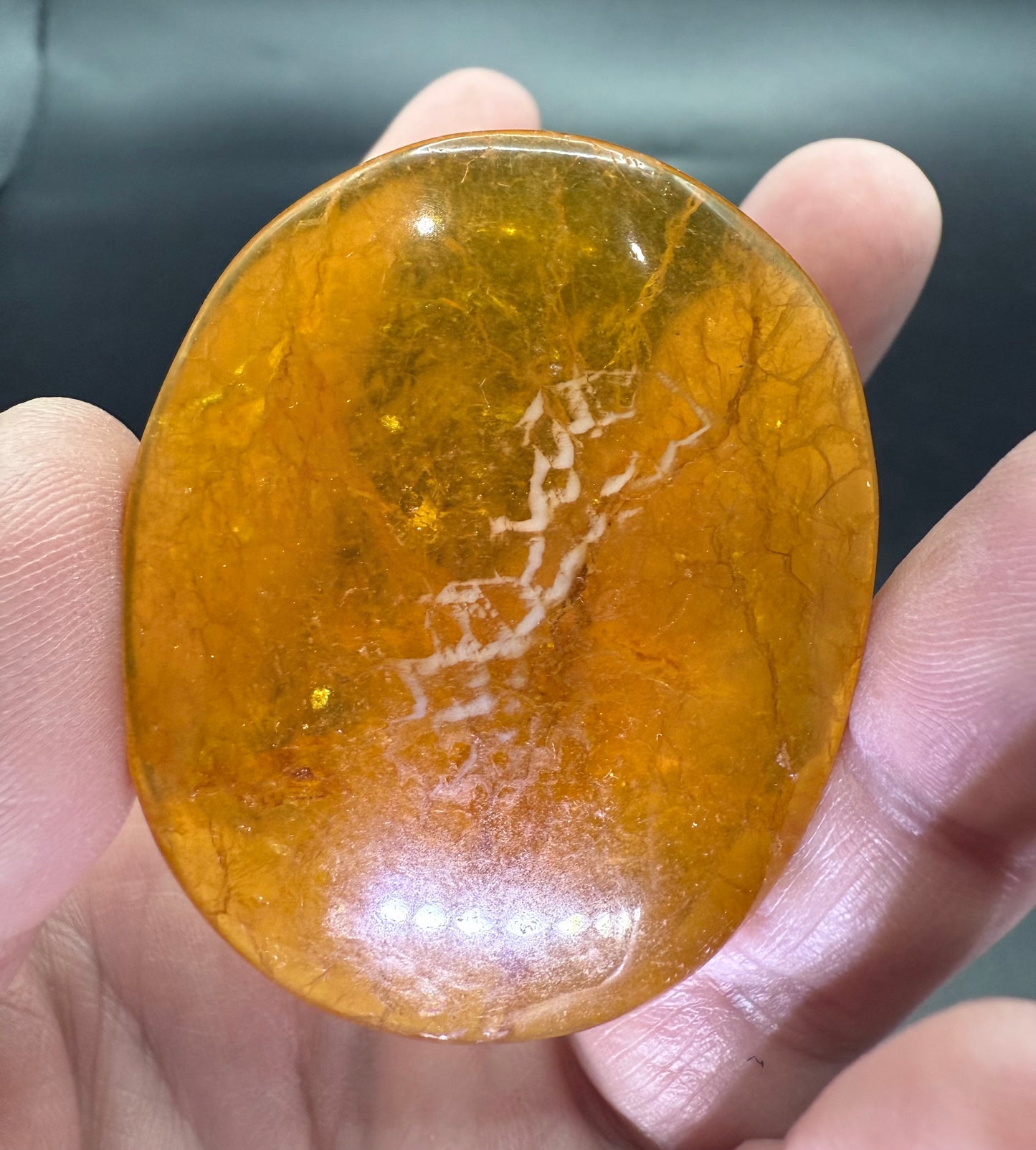 Yellow Fluorite with Mica Palm Stone