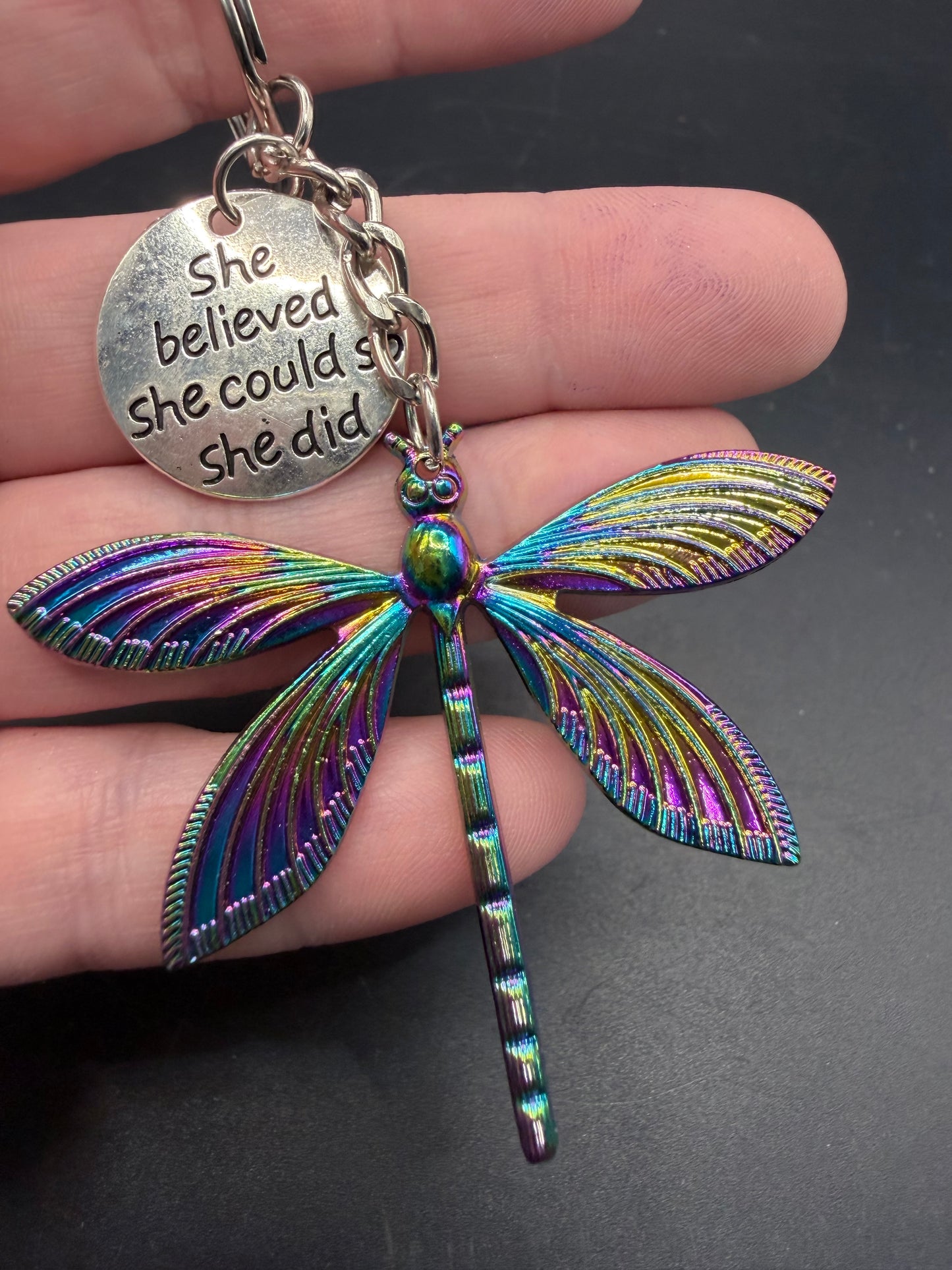 Rainbow Dragonfly Inspiration Keychain
